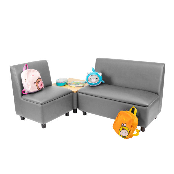 Modular Chair and Sofa with End Table, 3-Piece Set
