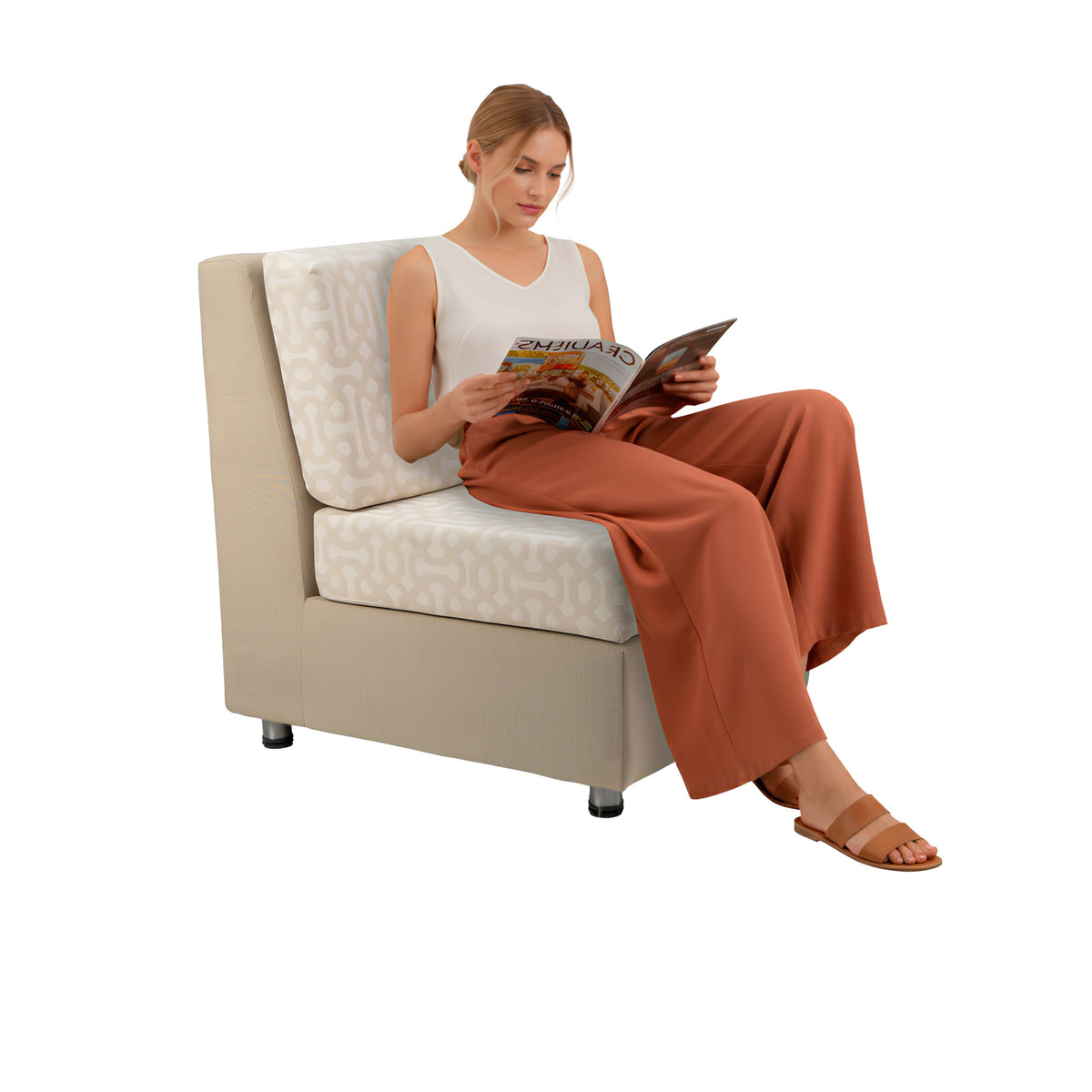 Outdoor Armless Lounge Chair with Sunbrella Fabric | Weather-Resistant Modular Seating