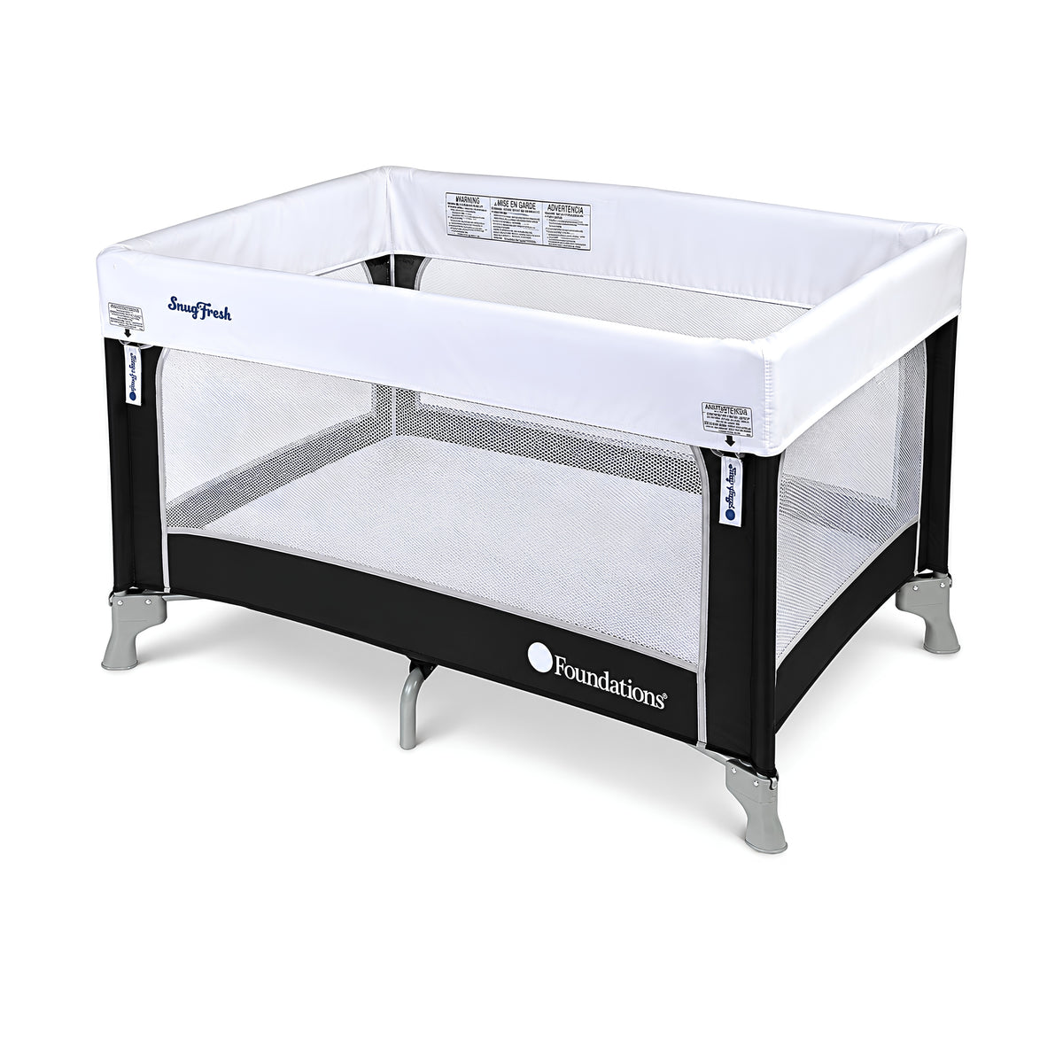 Foundations® SnugFresh® Celebrity™ Portable Travel Yard, Graphite Gray, with Cover