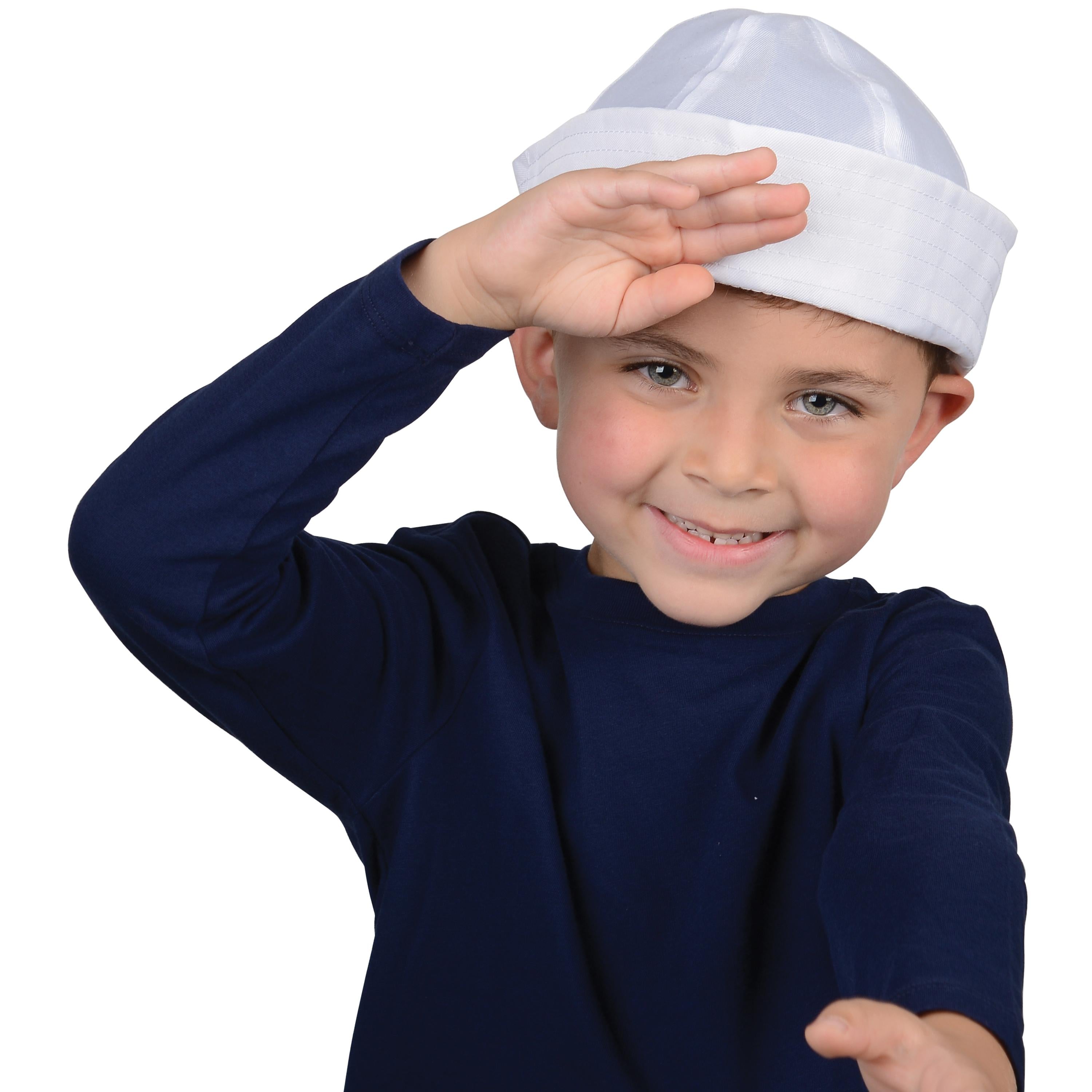 White Sailor Hat for Kids – Nautical Costume & Dress-Up Cap