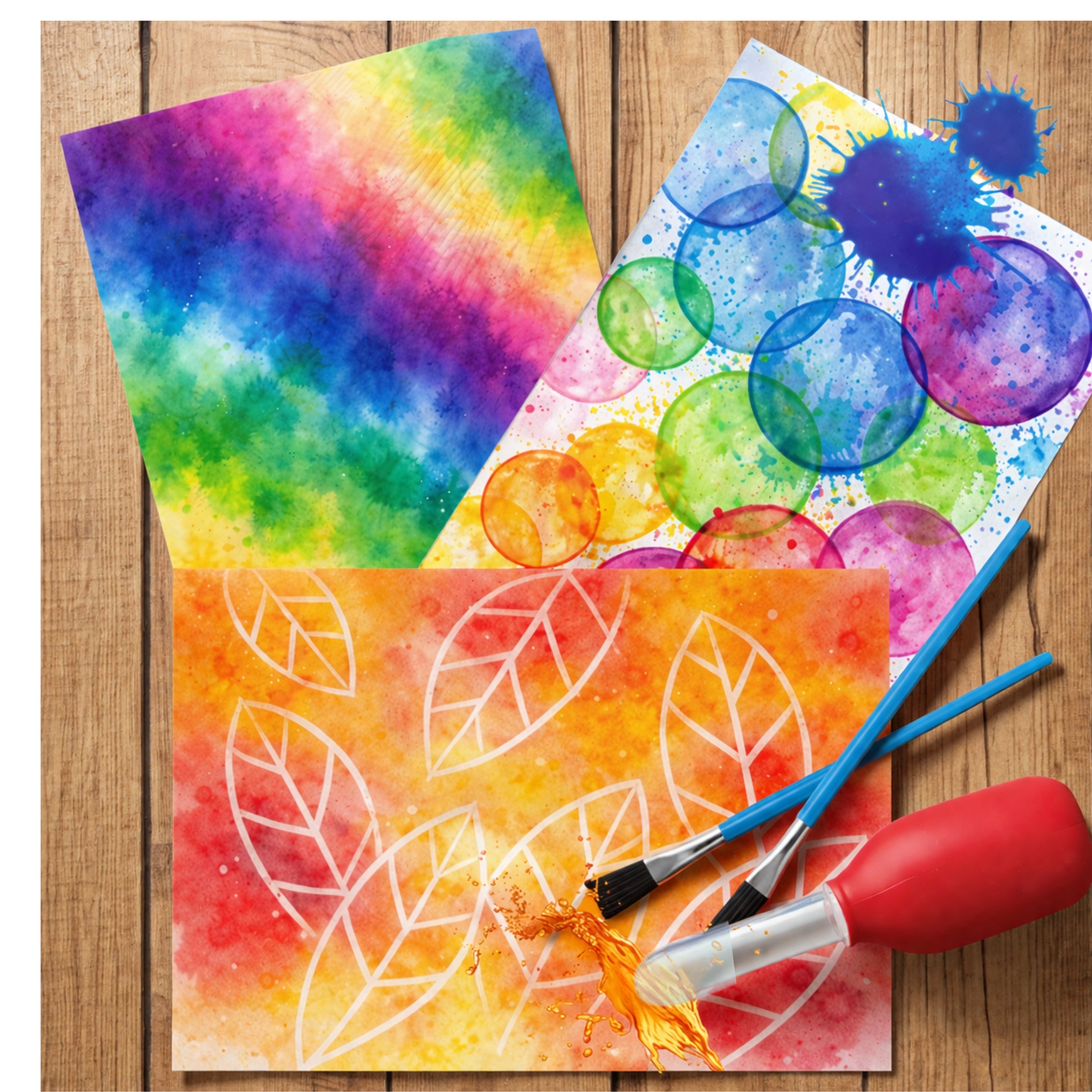 Fluorescent Liquid Watercolor Paint – Set of 8 (8 oz Bottles)