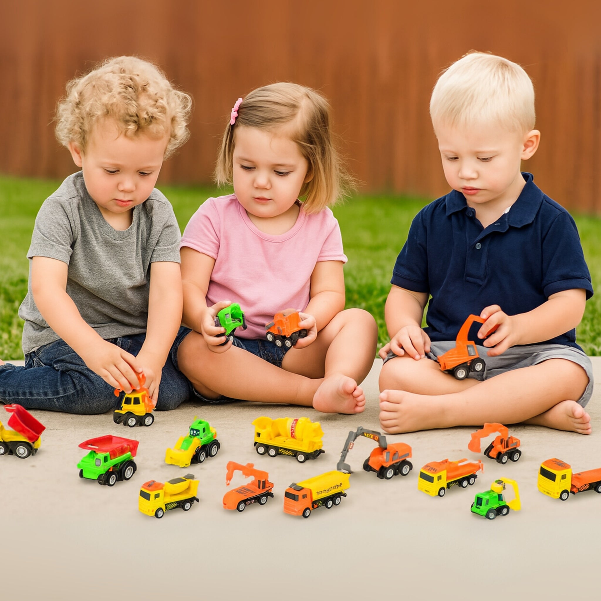12-Piece Mini Construction Vehicle Set – Trucks for indoor/Outdoor Pla