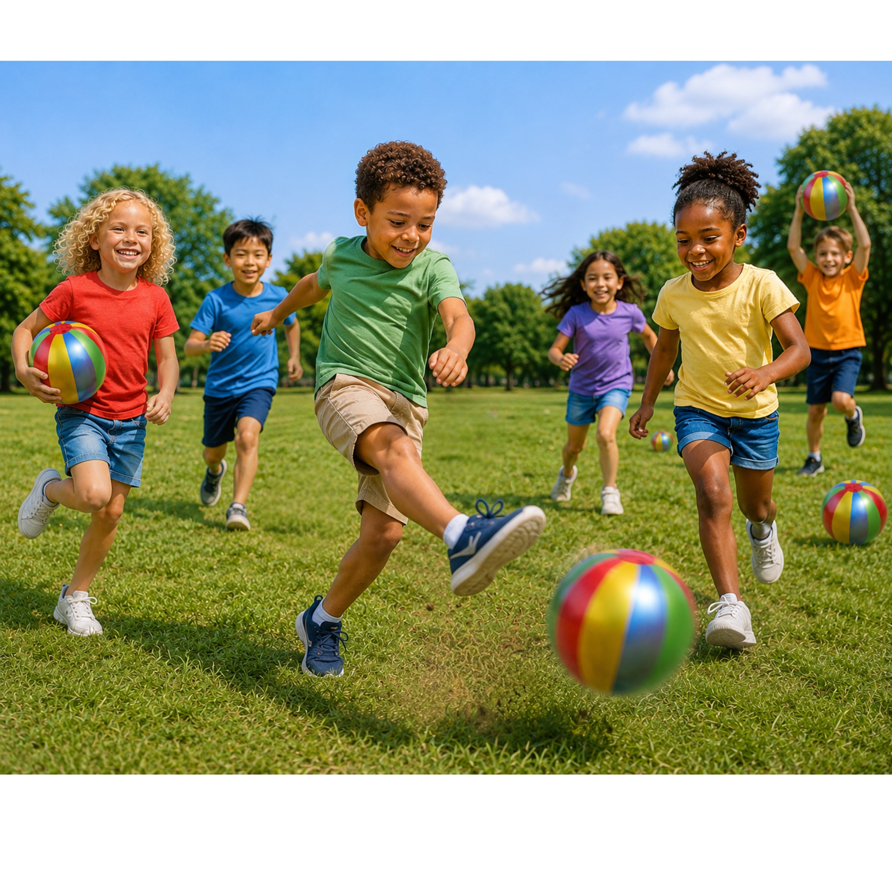 Rainbow Inflatable Beach Balls – 12 Pack, 9"