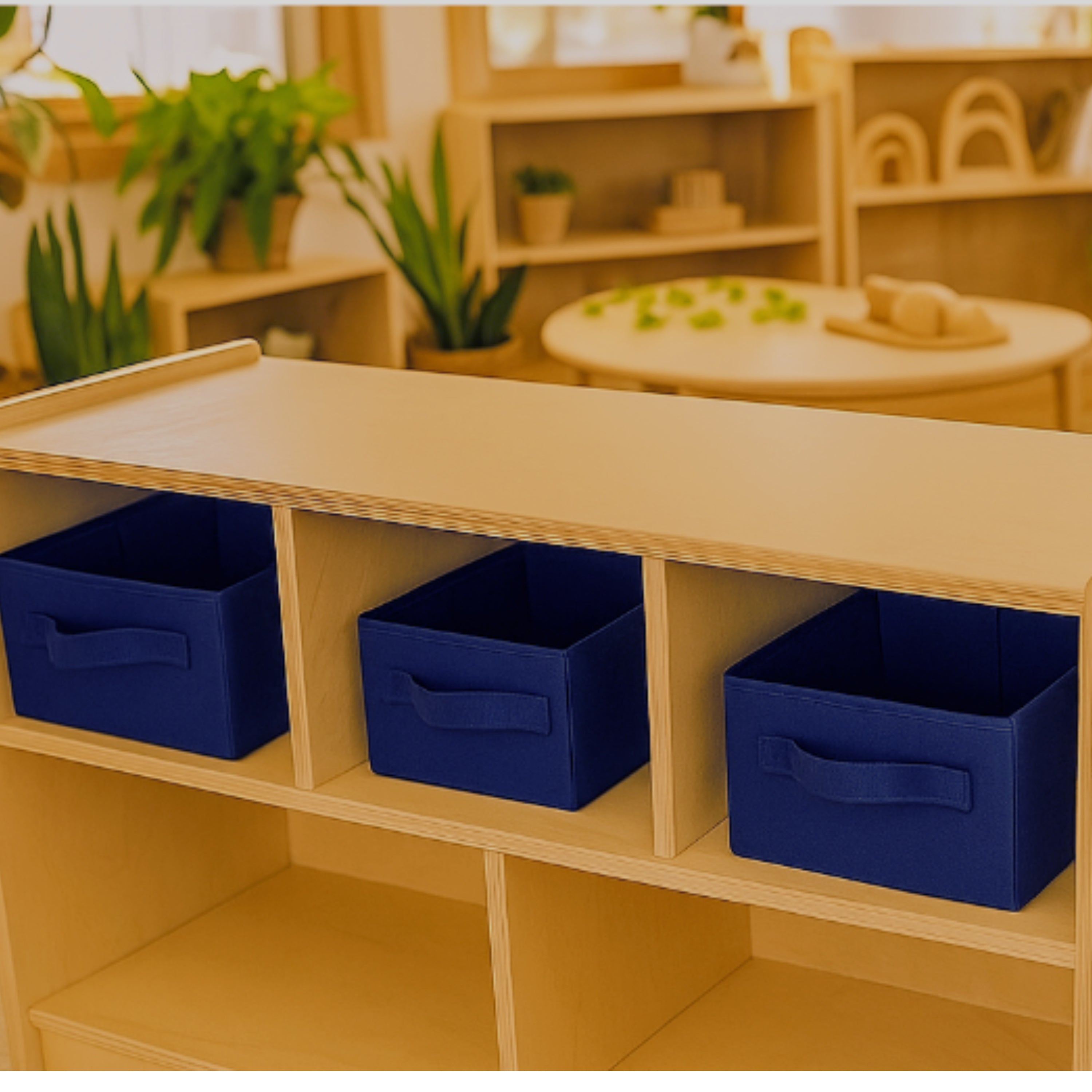 Nesting Blue Storage Bins | Set of 3 Foldable Organizers in Varying Sizes