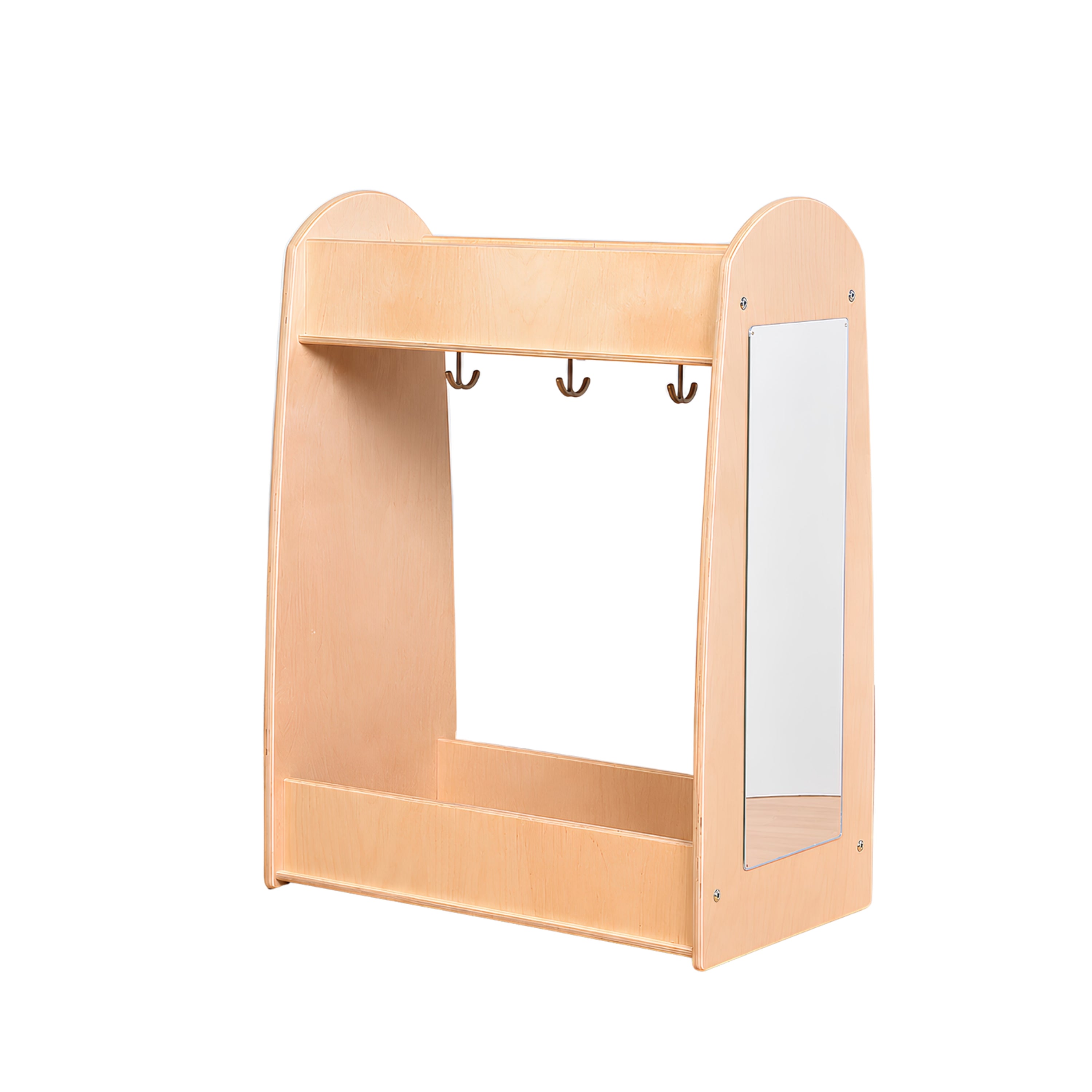 Toddler Hardwood Dress-Up Center with Mirror, Hooks & Storage Shelves | Pretend Play Closet