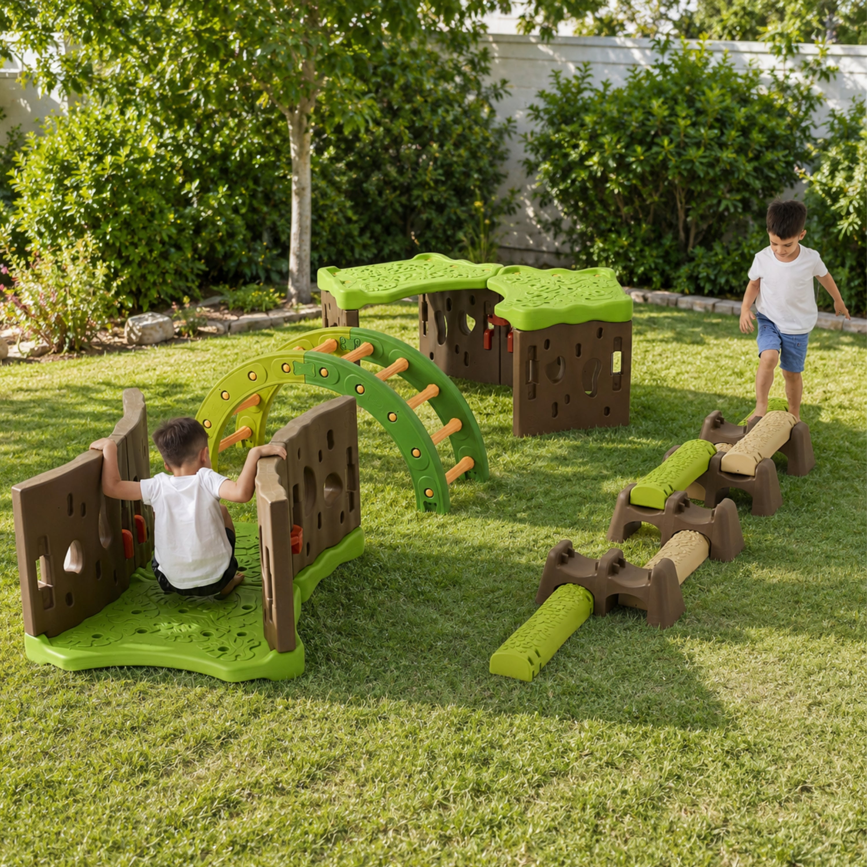Jungle Forest Adventure | Nature-Inspired Gross Motor Activity Set with Forest Tunnel, Jungle Trail & Balance Arch