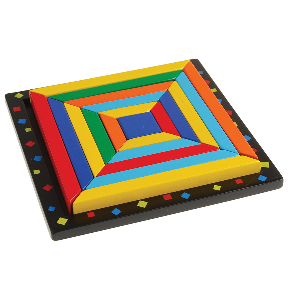 Wooden Square 3D Puzzle: Build Skills & Shape Recognition