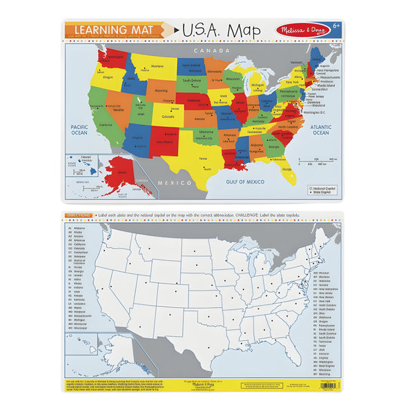 States Learning Map United States of America Map Learning Mat