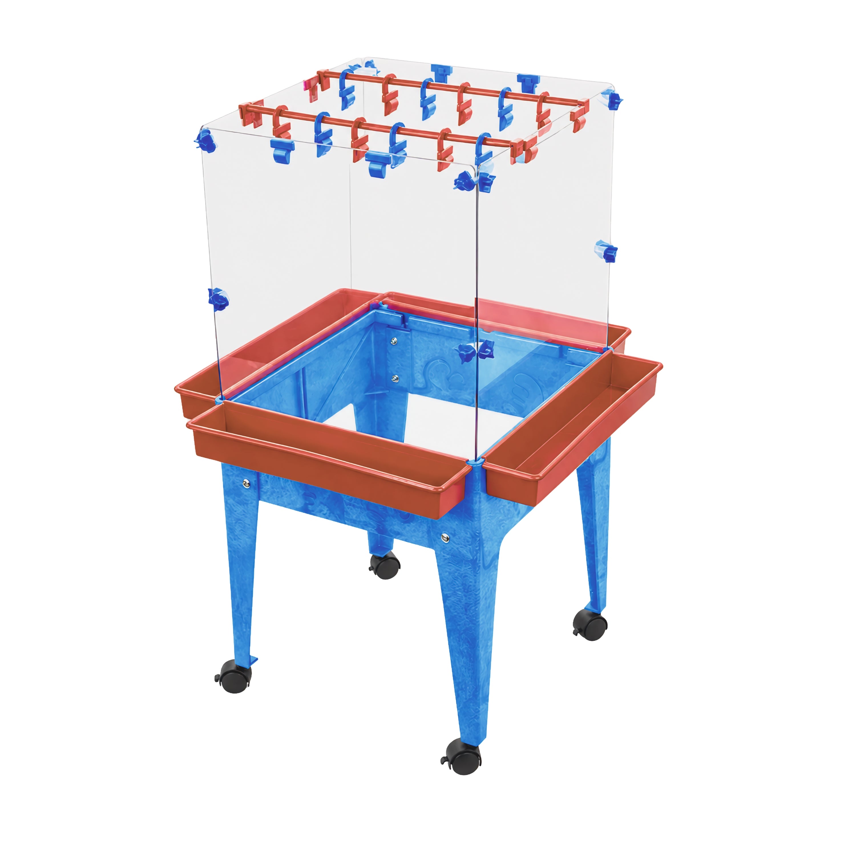 Indoor/Outdoor 4-Sided Clear Art Easel with Drying Rack and Locking Casters