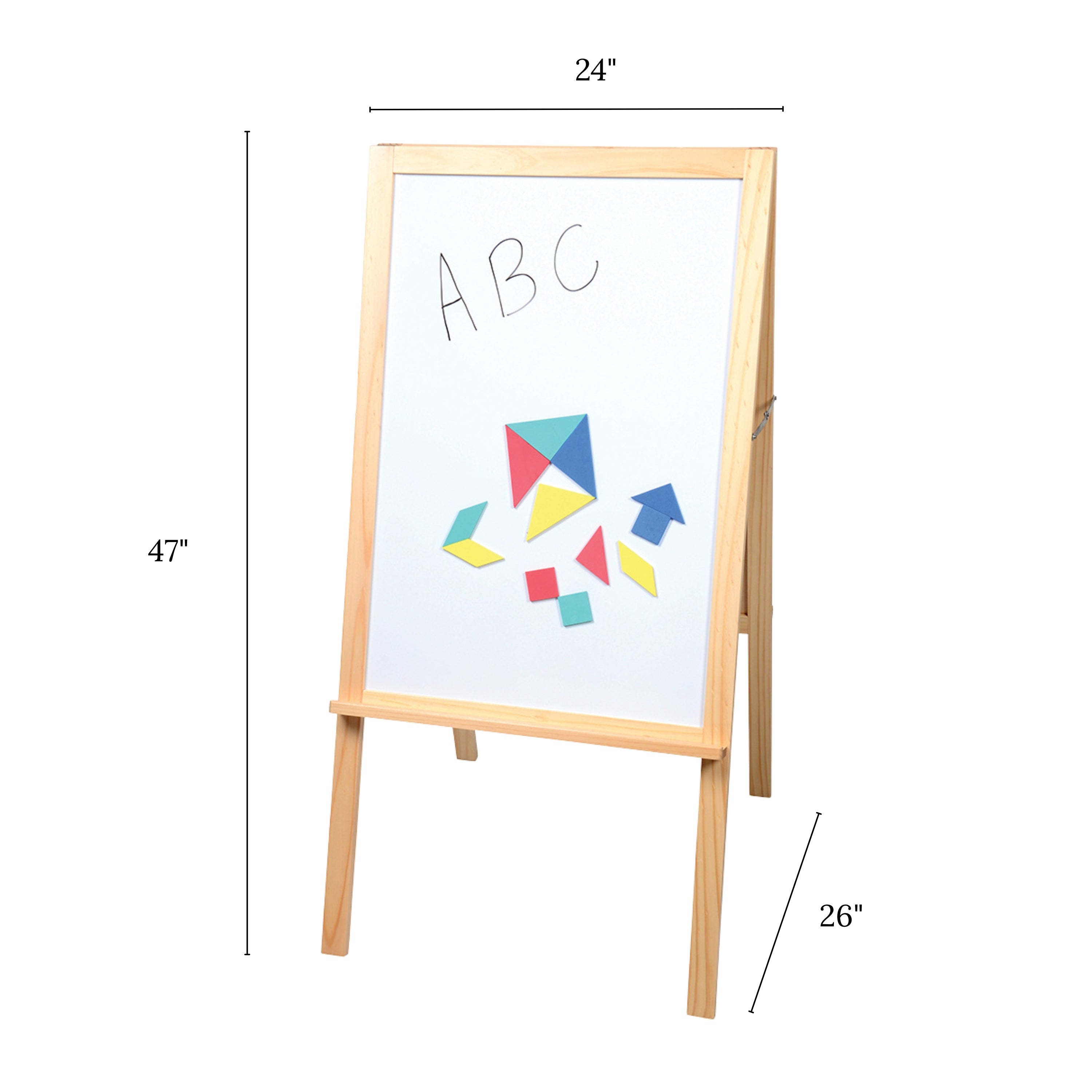 4-in-1 Wooden Easel with Magnetic Write-and-Wipe Board