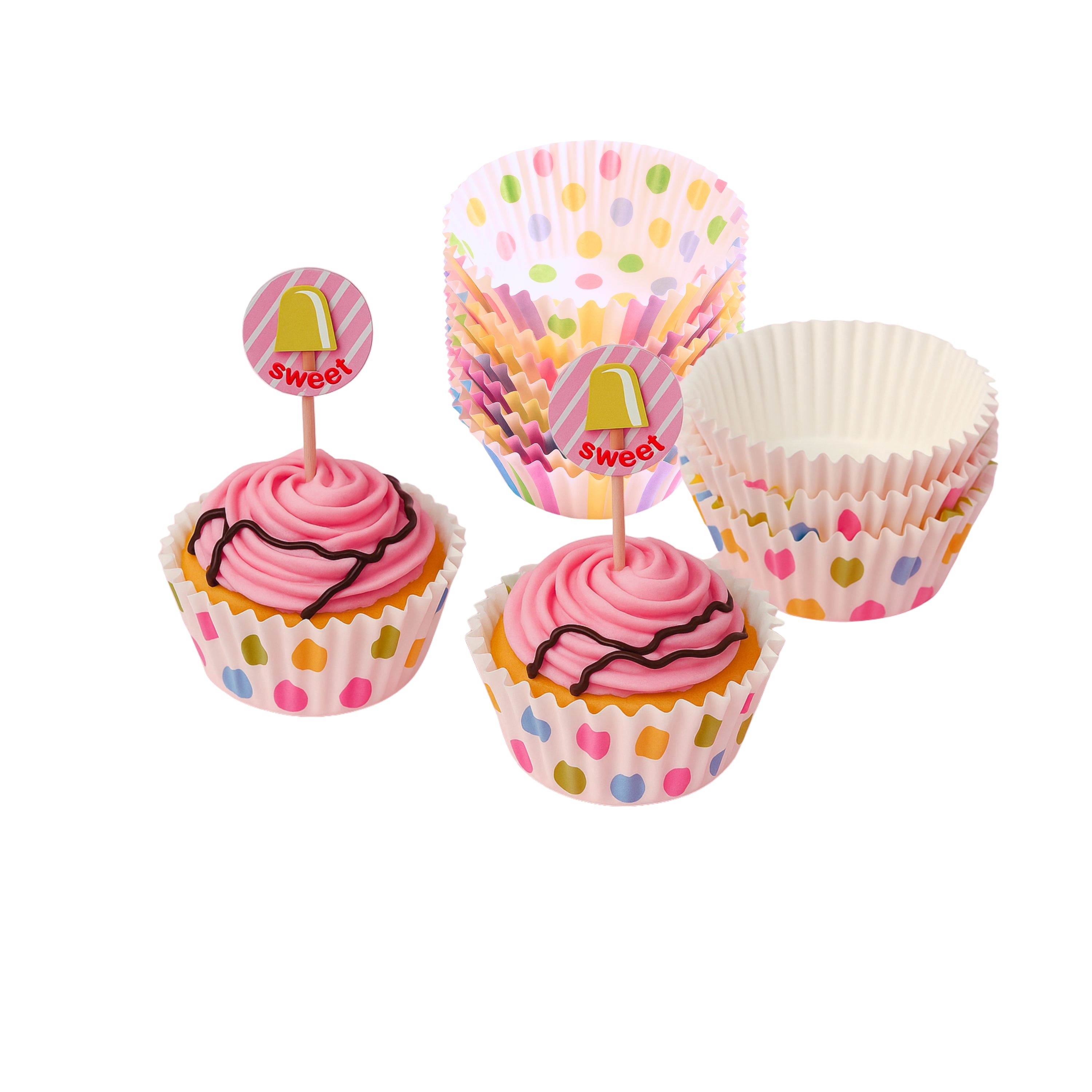 Pretend Baking & Craft Cupcake Liner & Pick Set – 24 Pack