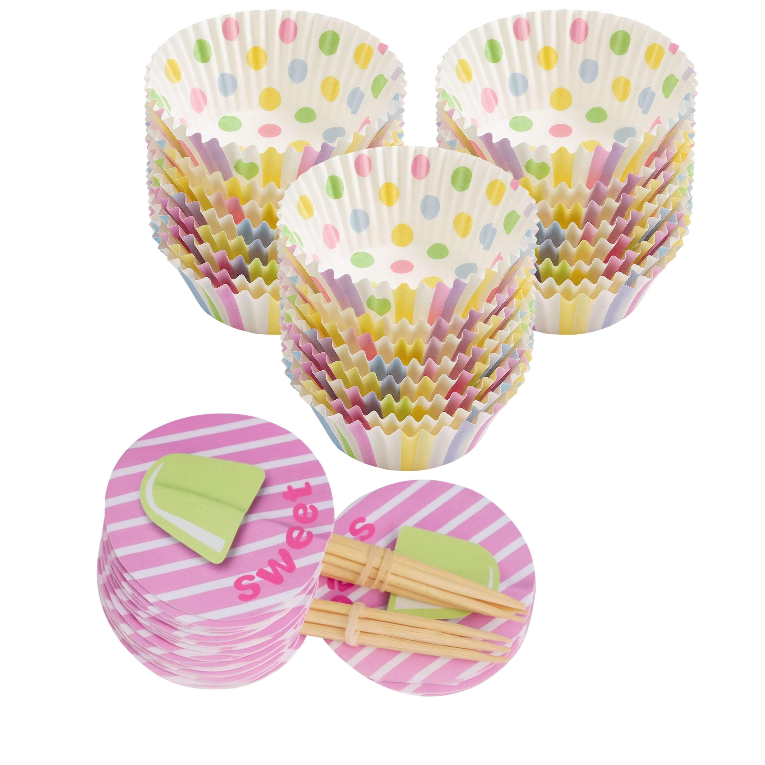 Pretend Baking & Craft Cupcake Liner & Pick Set – 24 Pack