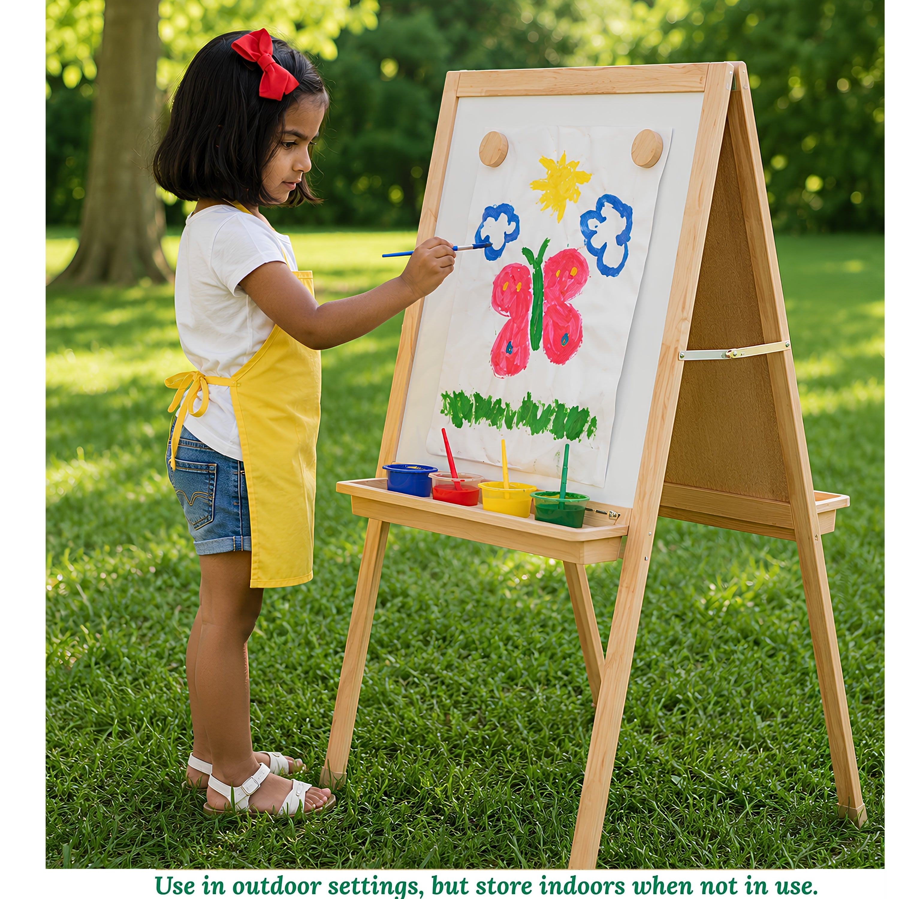 Deluxe Hardwood Classroom Easel | Chalkboard, Magnetic Whiteboard, and Storage Trays