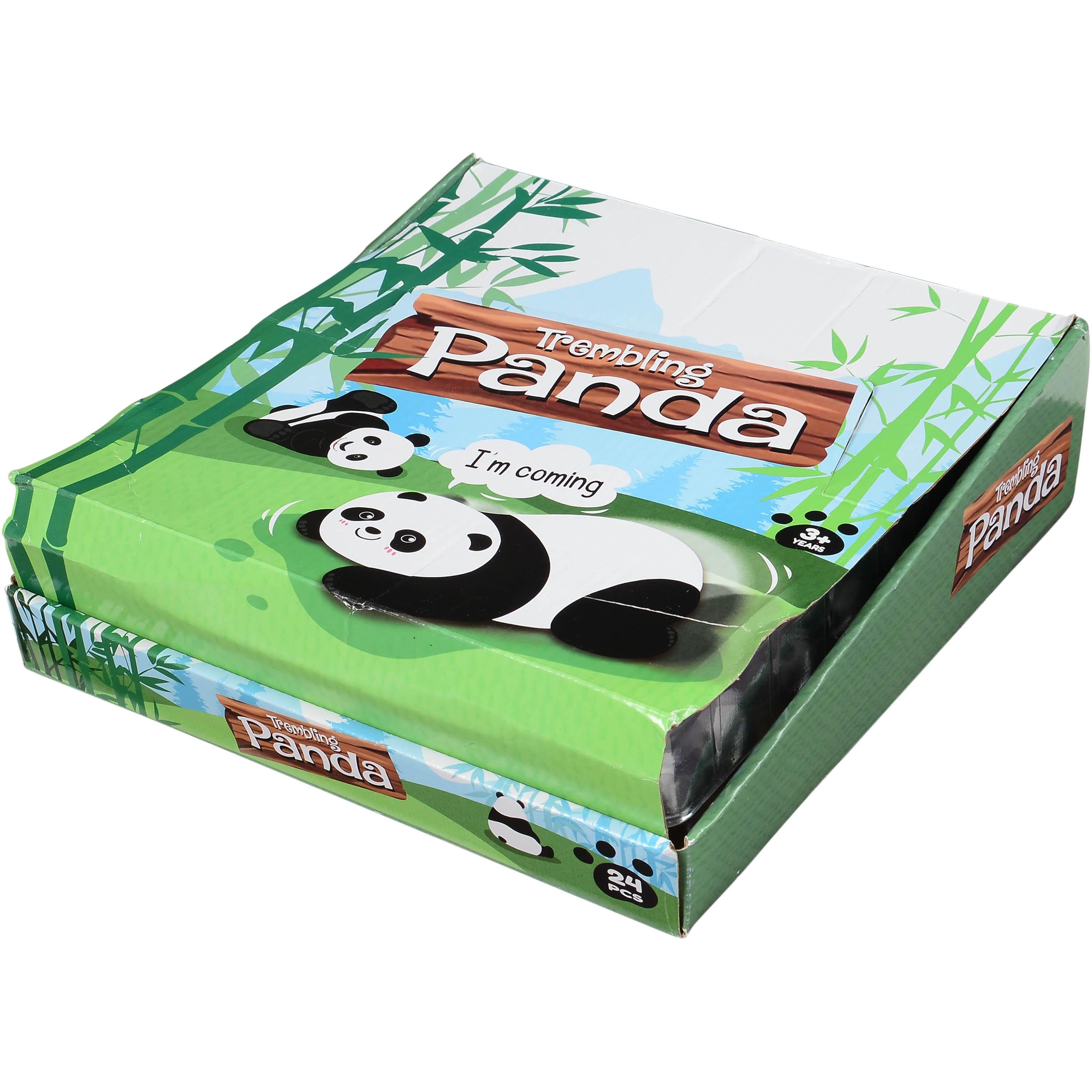 Panda action toys in packaging on white background