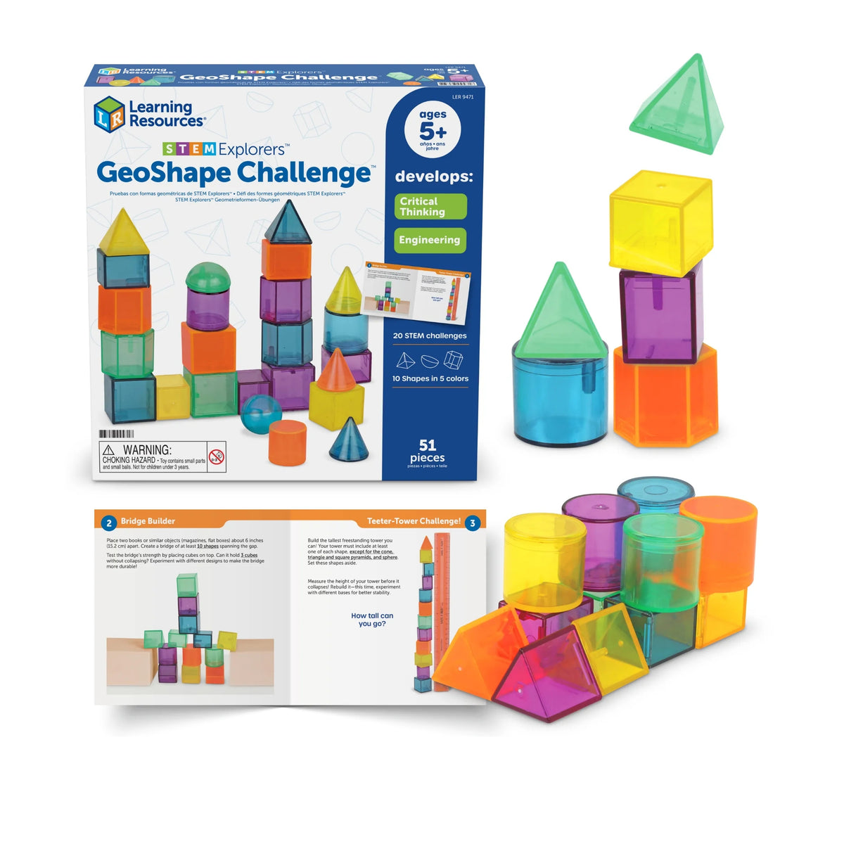 Math Mosaics, Number Stackers & Geometry STEM Challenge Set