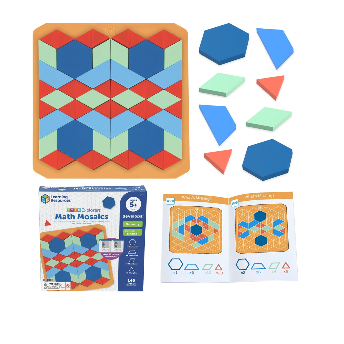 Math Mosaics, Number Stackers & Geometry STEM Challenge Set