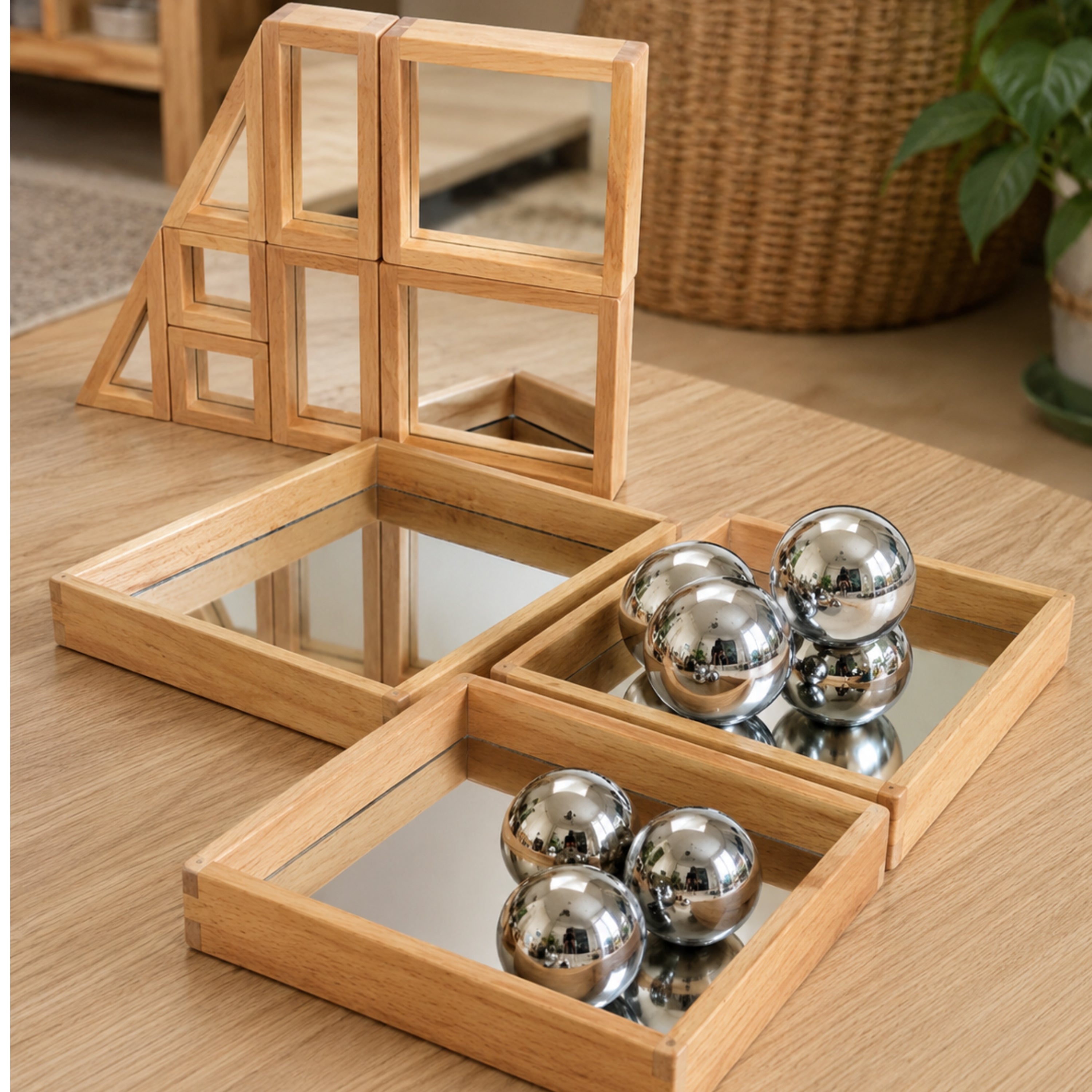 Mirrored Shapes, Reflective Trays & Sensory Balls STEM Exploration Set