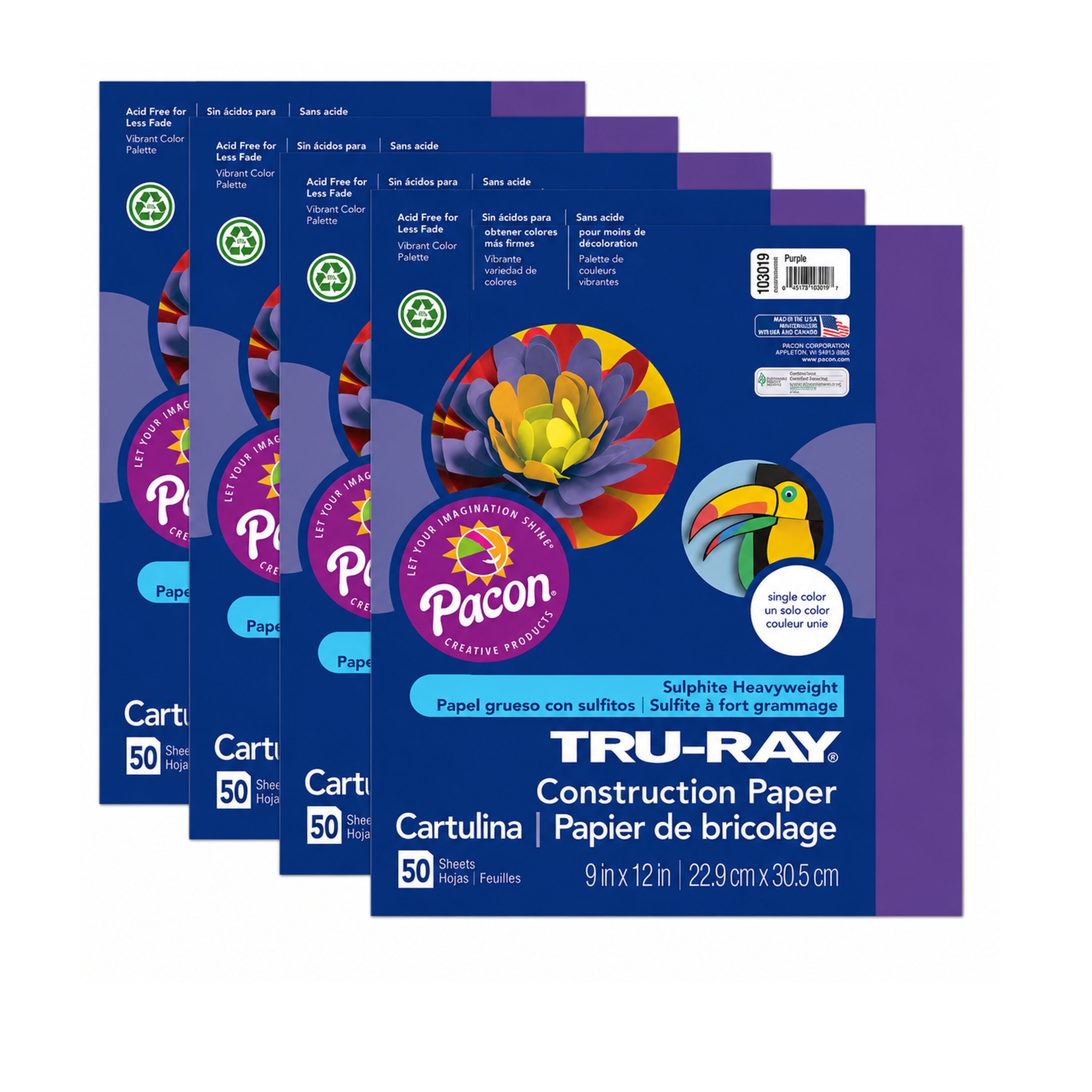 Tru-Ray Heavyweight Construction Paper - 250 Sheets - Purple - 9" x 12"