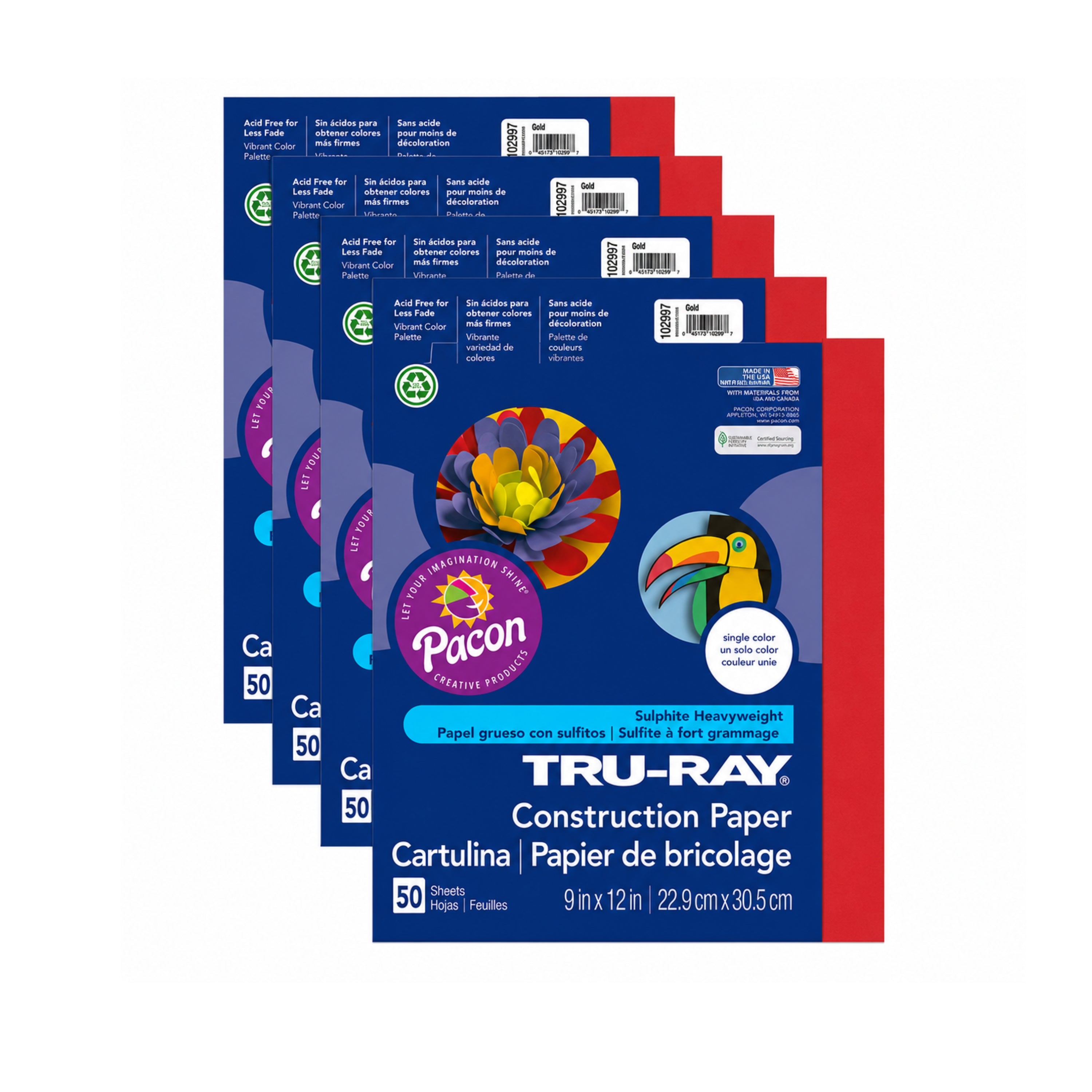 Tru-Ray Heavyweight Construction Paper - 250 Sheets - Holiday Red - 9" x 12"
