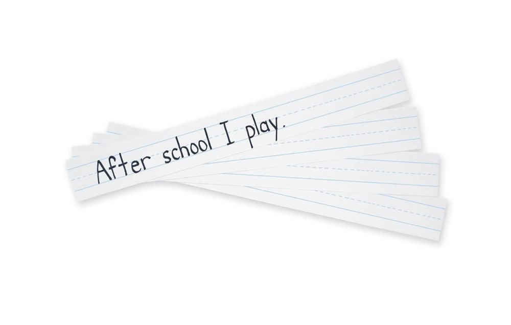Sentence Strips, White, 1-1/2" Ruled, 3" x 24", 100 Strips