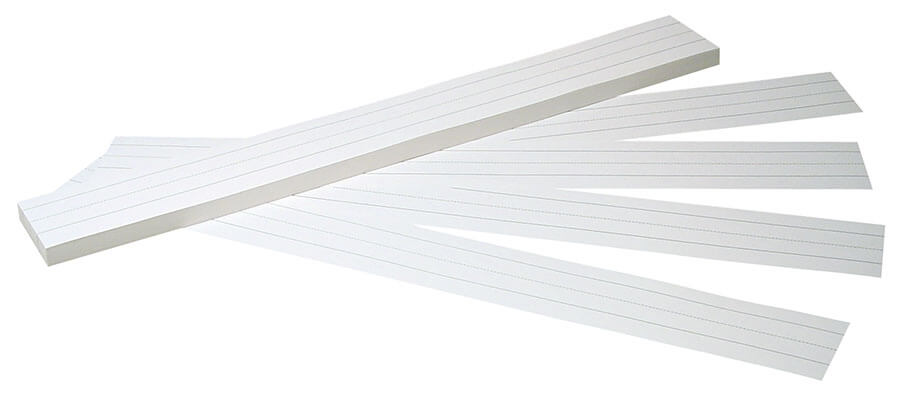Sentence Strips, White, 1-1/2" Ruled, 3" x 24", 100 Strips