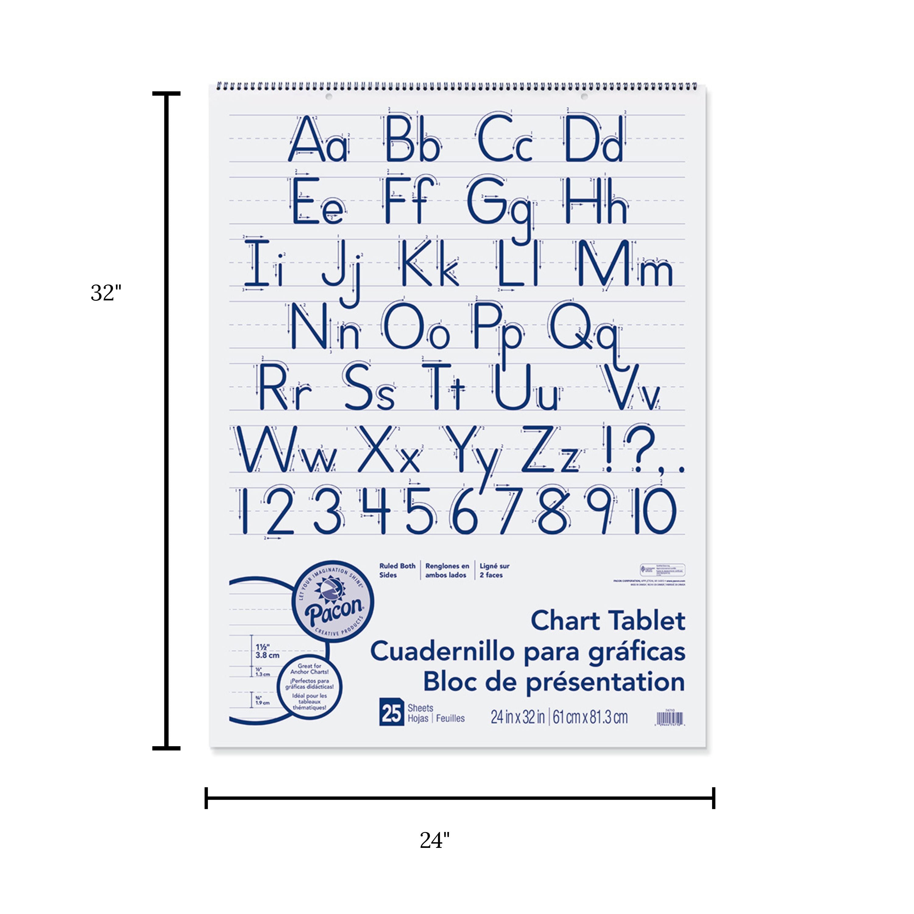 24" x 32" Lined Chart Paper Tablets - Set of 4