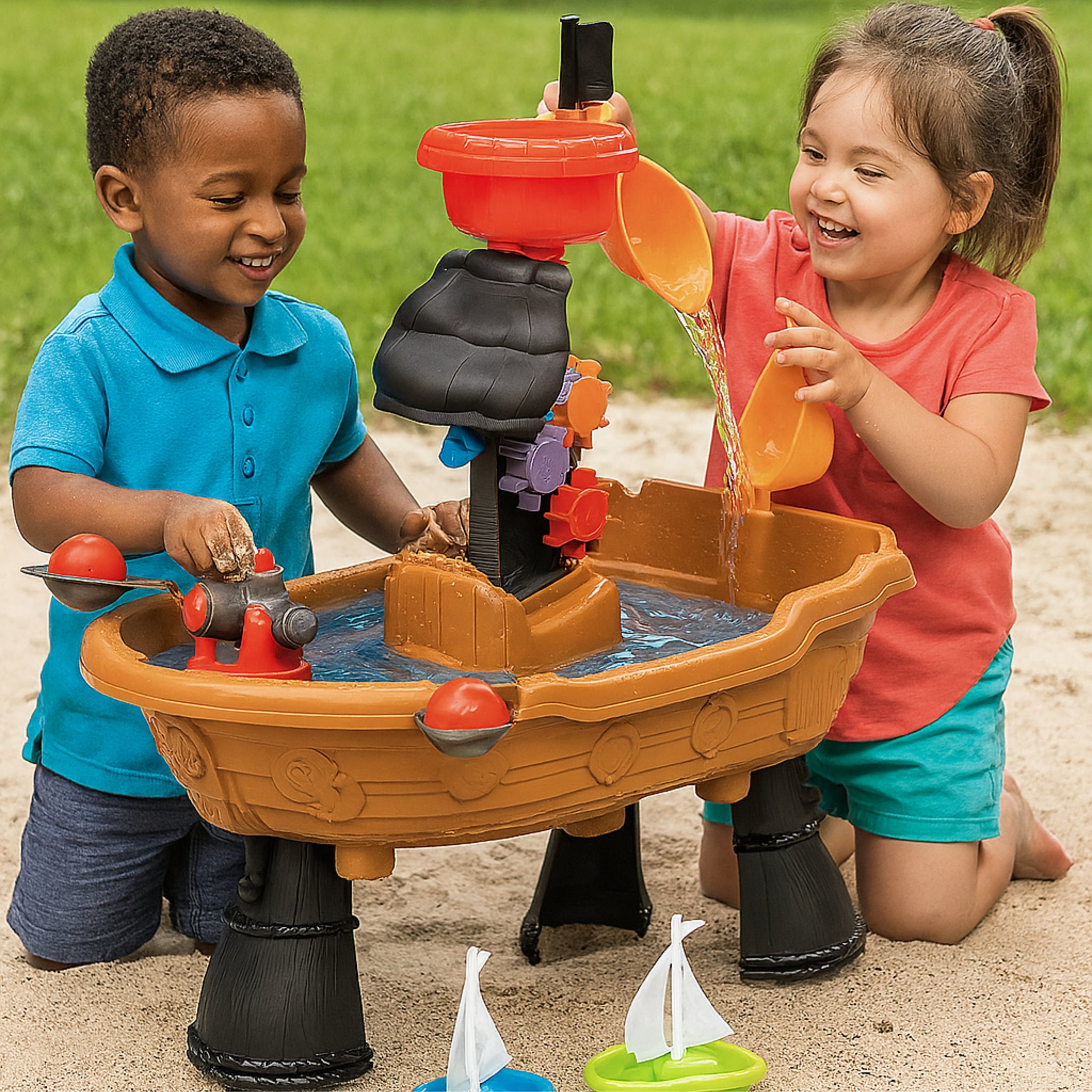Pirate Ship Water Table for Kids | Fun Water Play with Squirting Cannon, Catapul PGL-5447