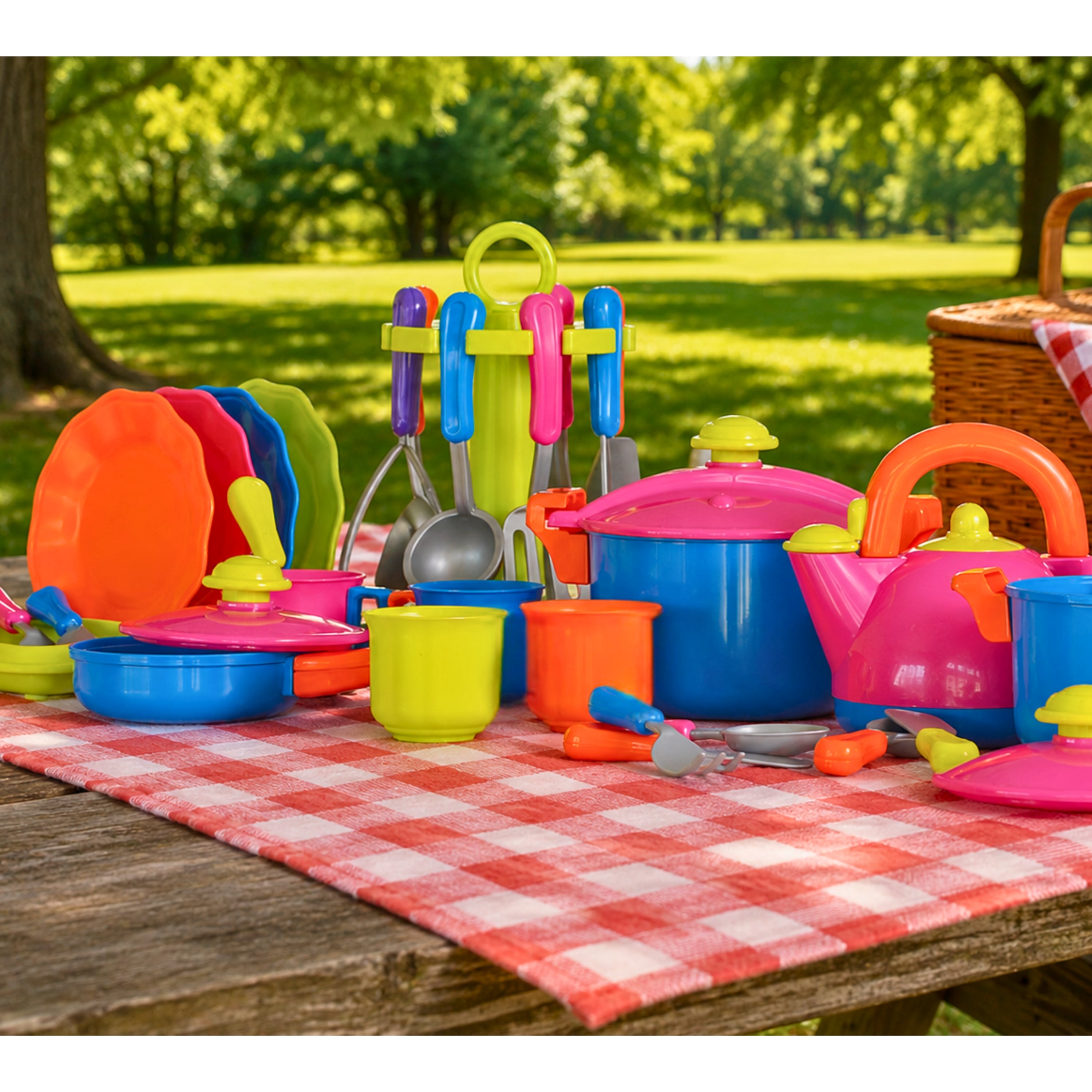 Color-Fun Play Dishes & Cookware Set – 39 Pieces