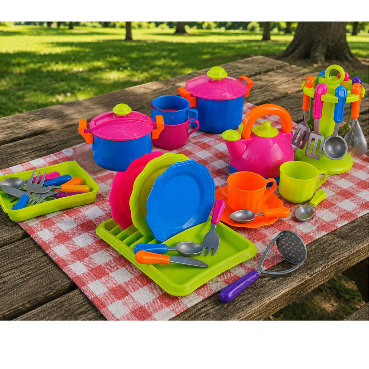 Color-Fun Cookware Set for Imaginative Play | 39-Piece Cooking and ...
