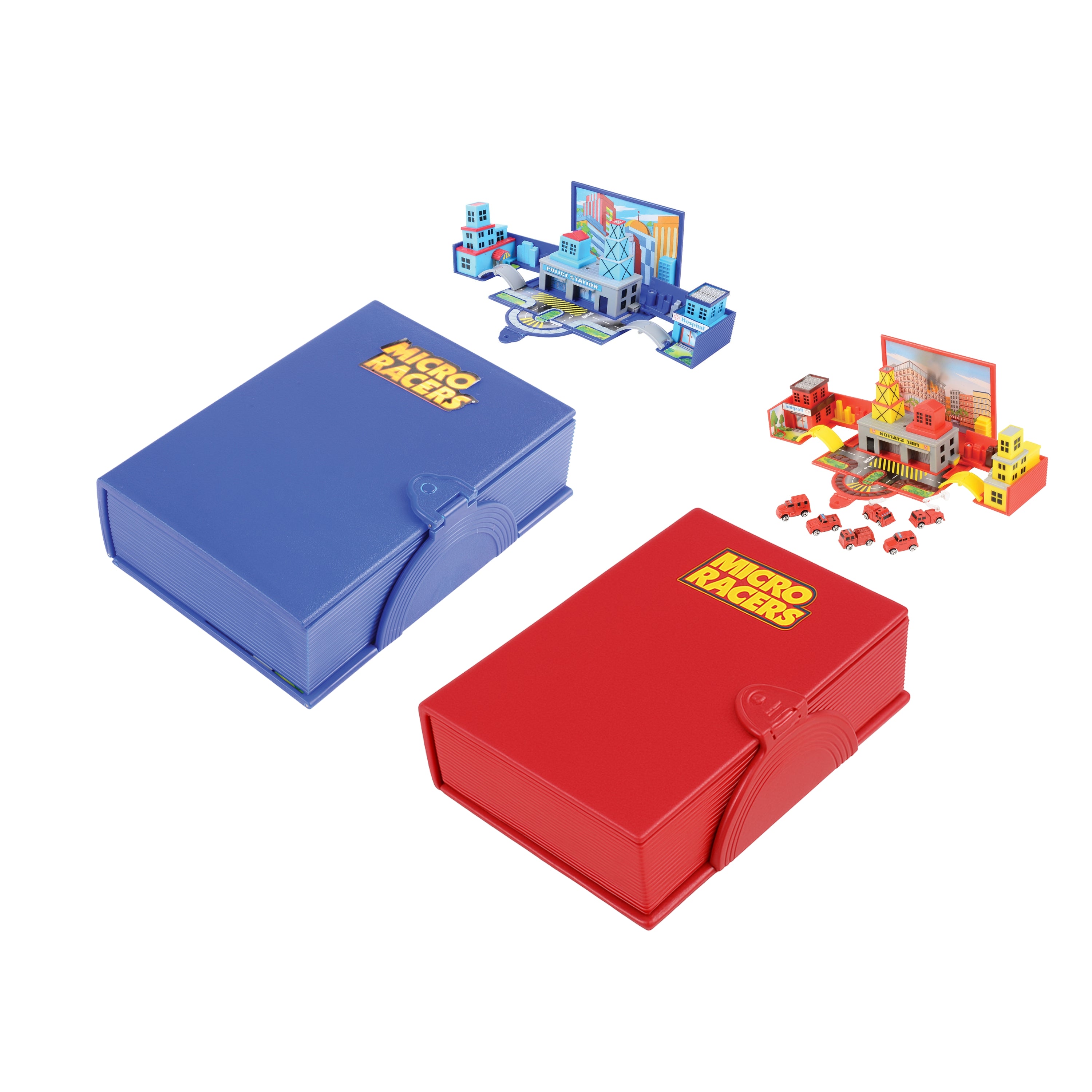 Die Cast Micro Racers Playset | 26 Vehicles & Pop-Up Cityscapes