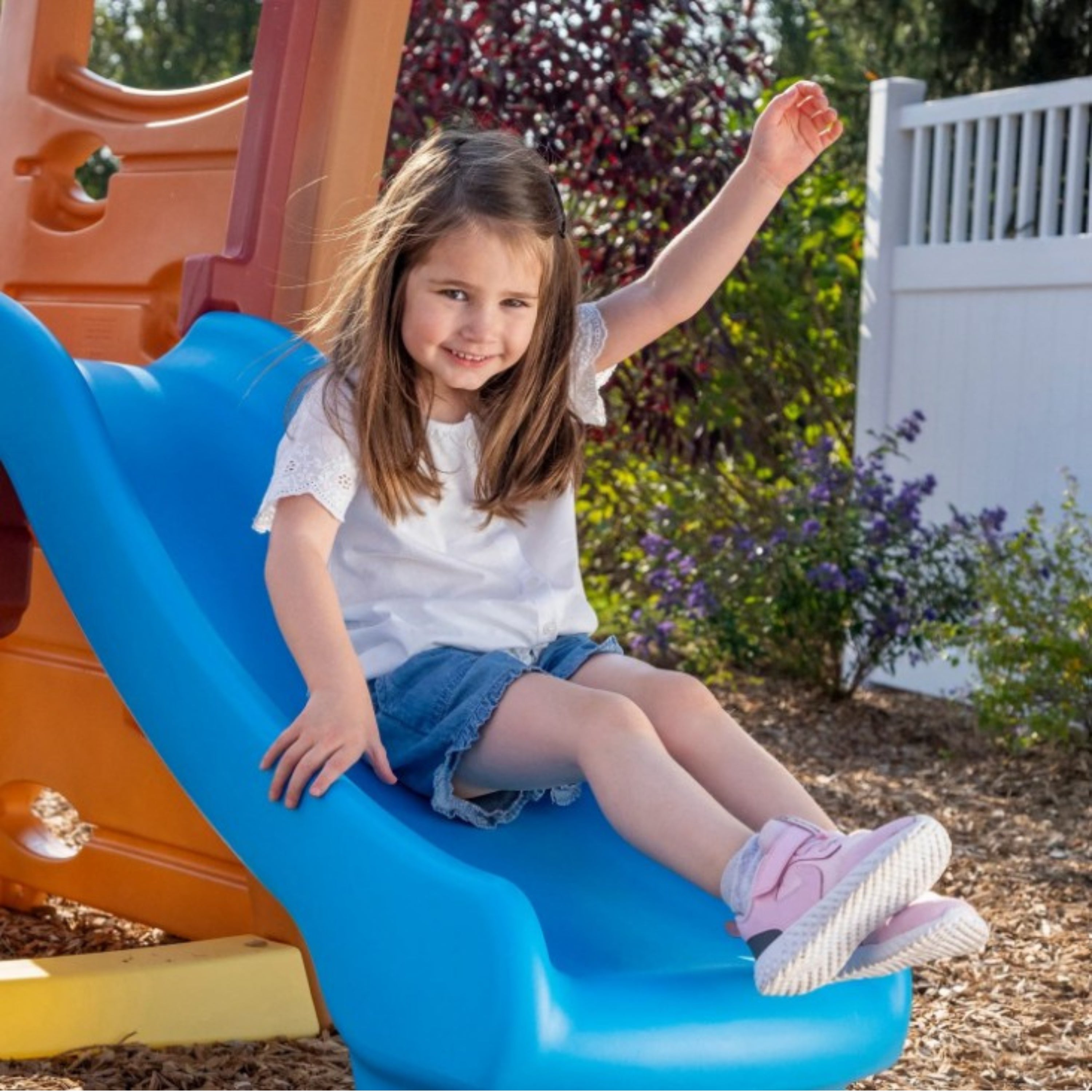 Toddler Outdoor Climber Playset with 2 Slides, Climbing Wall, Ladder & Steering Wheel