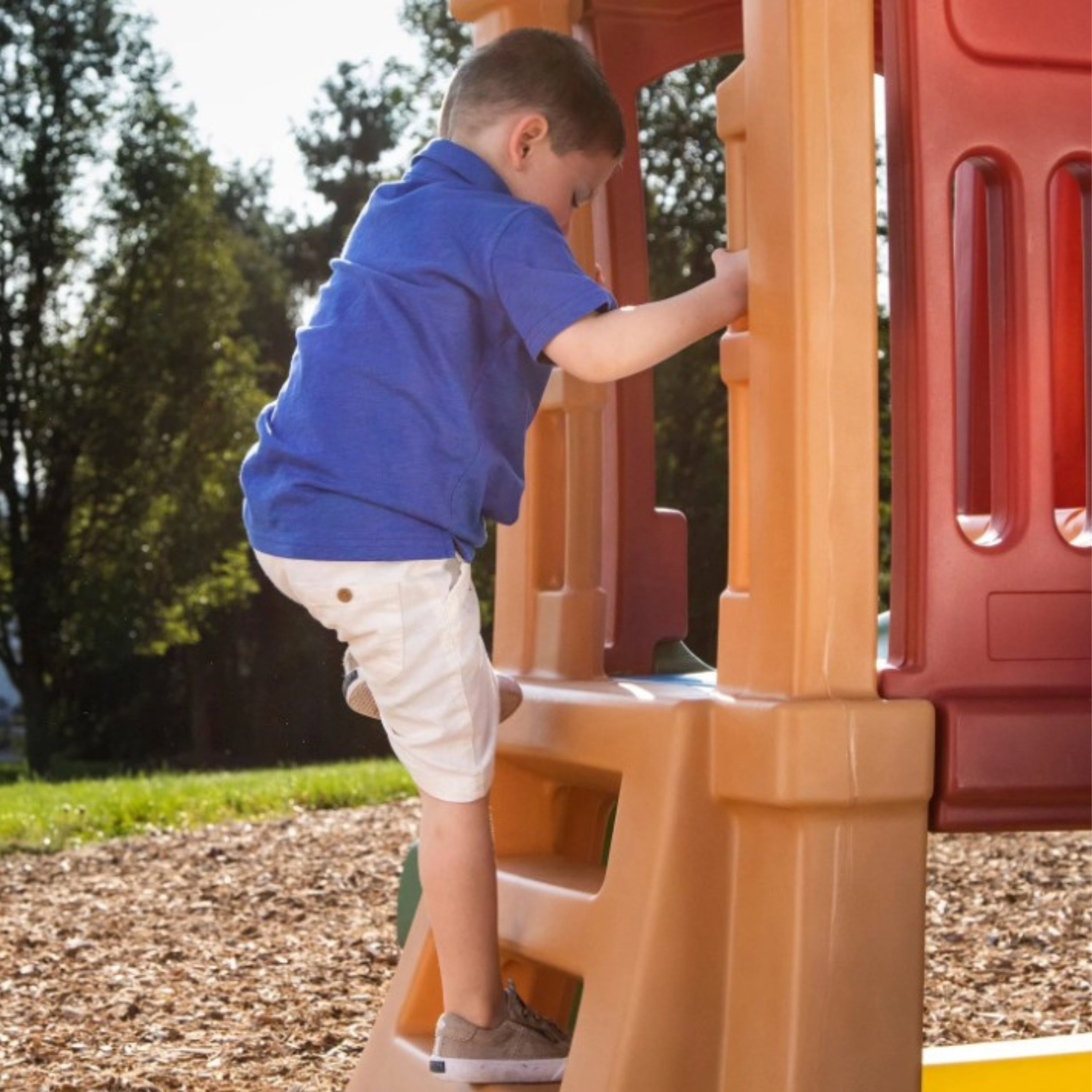 Toddler Outdoor Climber Playset with 2 Slides, Climbing Wall, Ladder & Steering Wheel