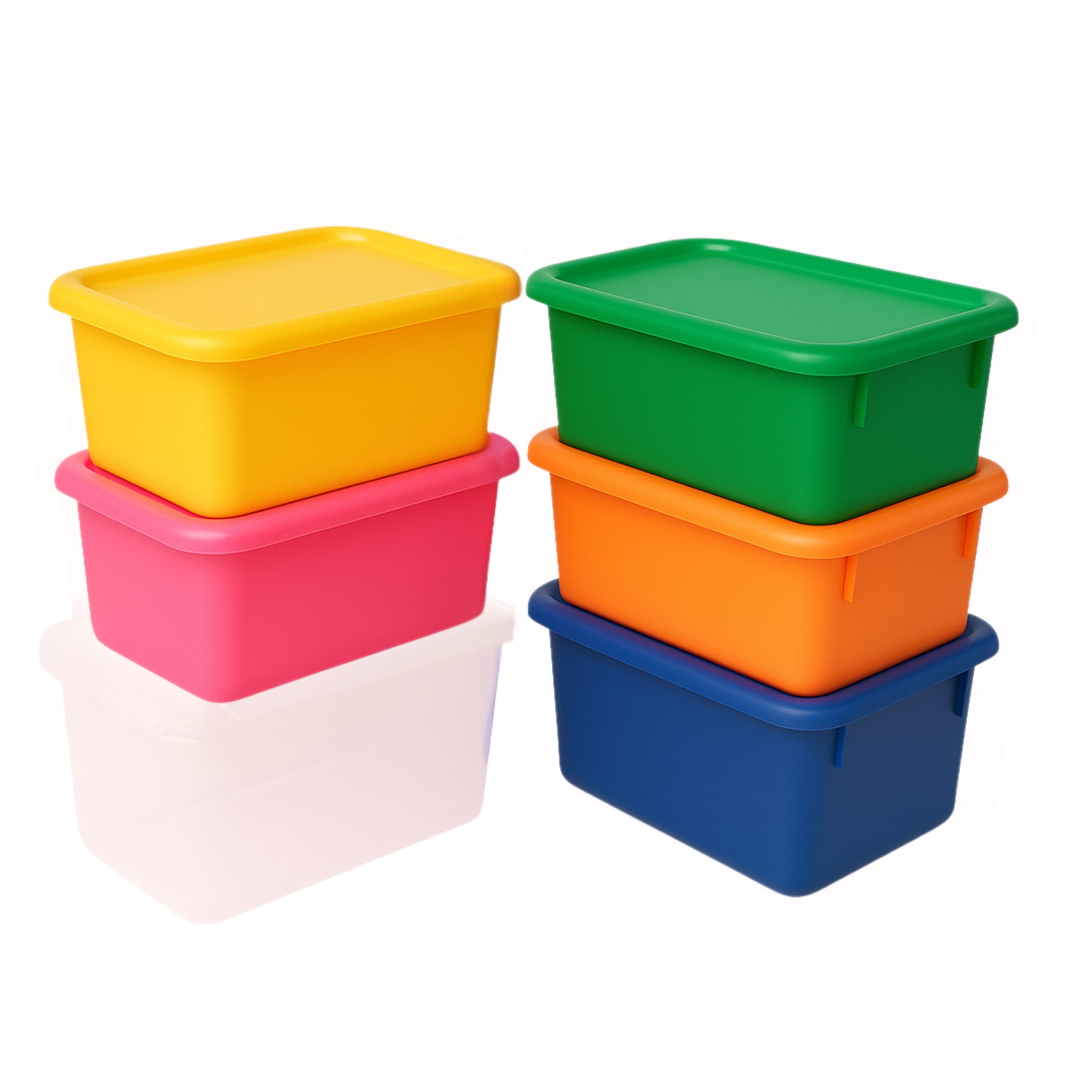 Classroom Storage Tote Bin Set – Colorful & Clear Plastic Organizer Bi
