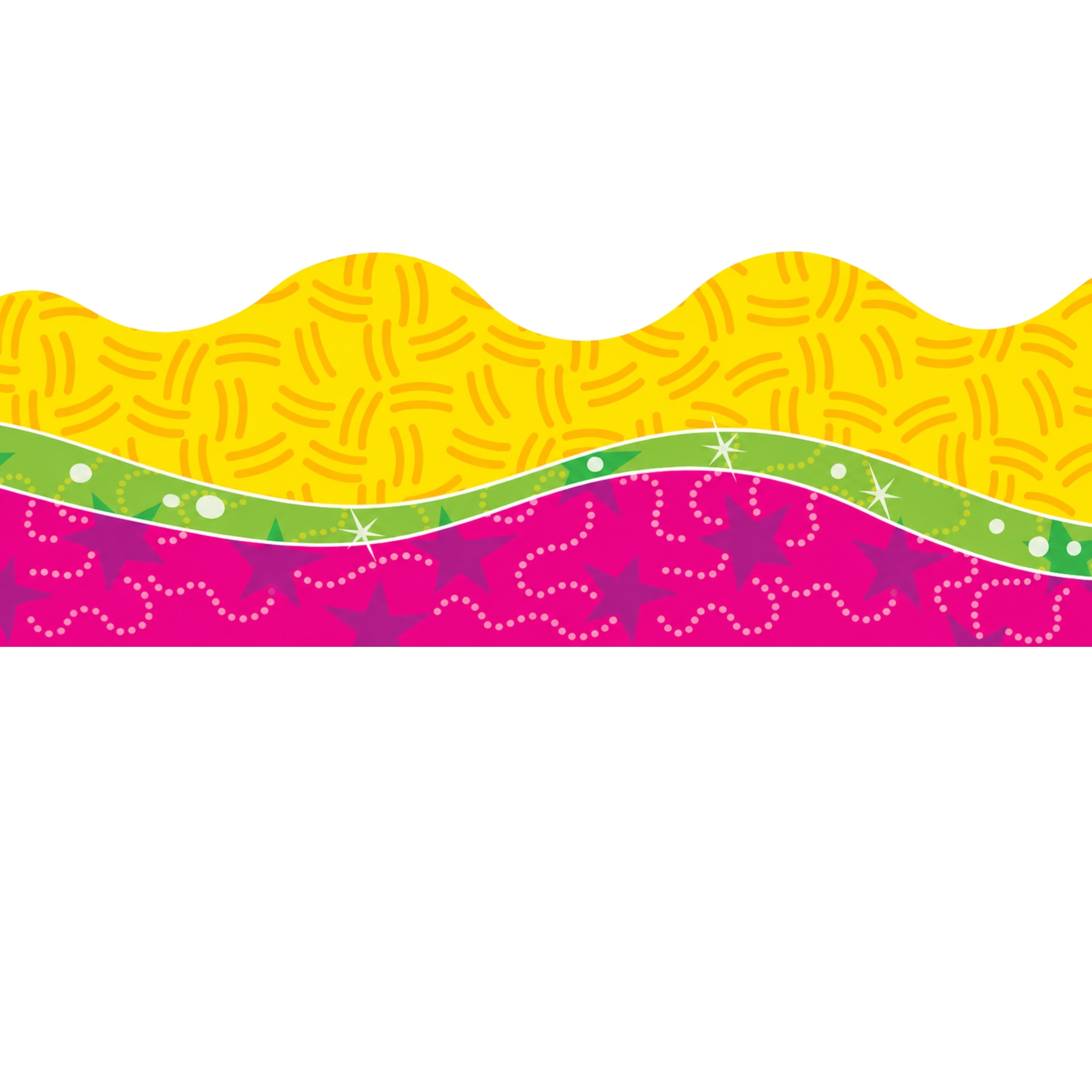 Pink & Yellow Wavy Stars Classroom Border Trim