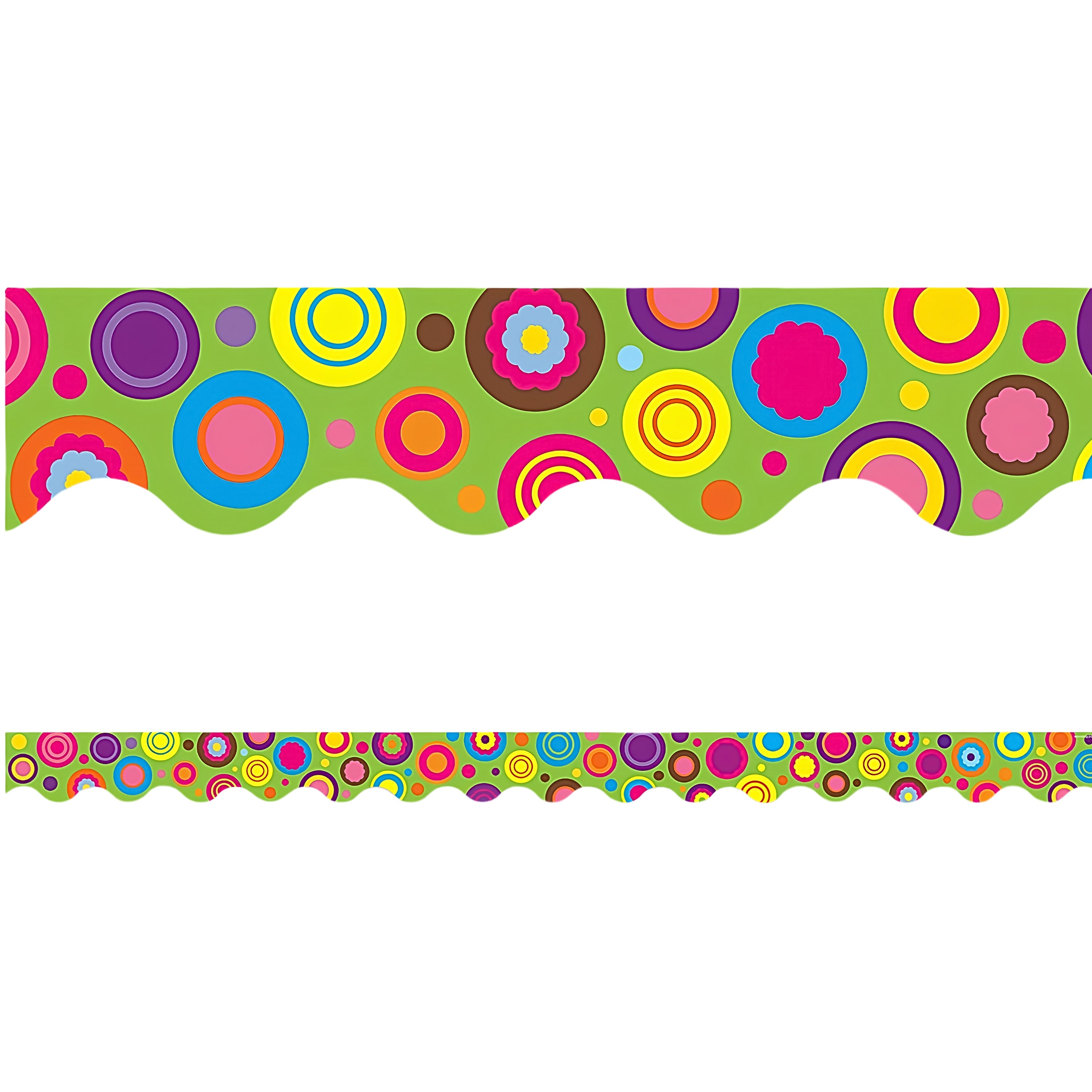 Teacher Created Resources Colorful Lime Circles Scalloped Border Trim