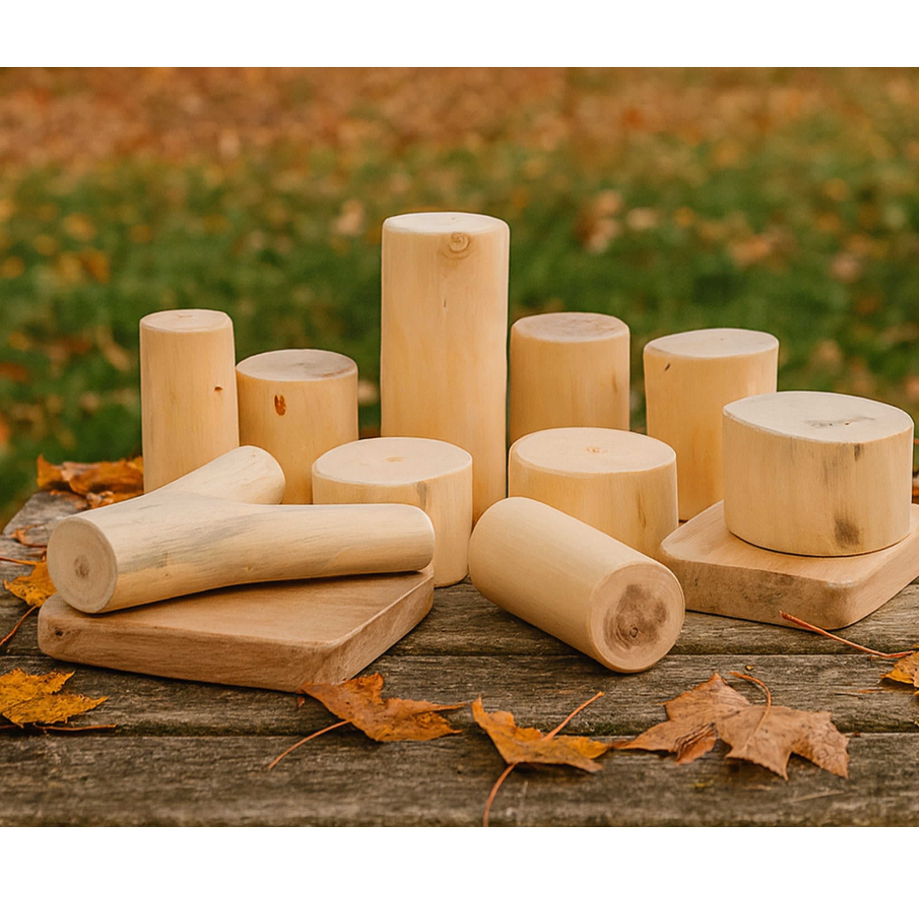 Baby Tree Blocks | 12-Piece Eco-Friendly Wooden Building Set with Natural Barkless Finish
