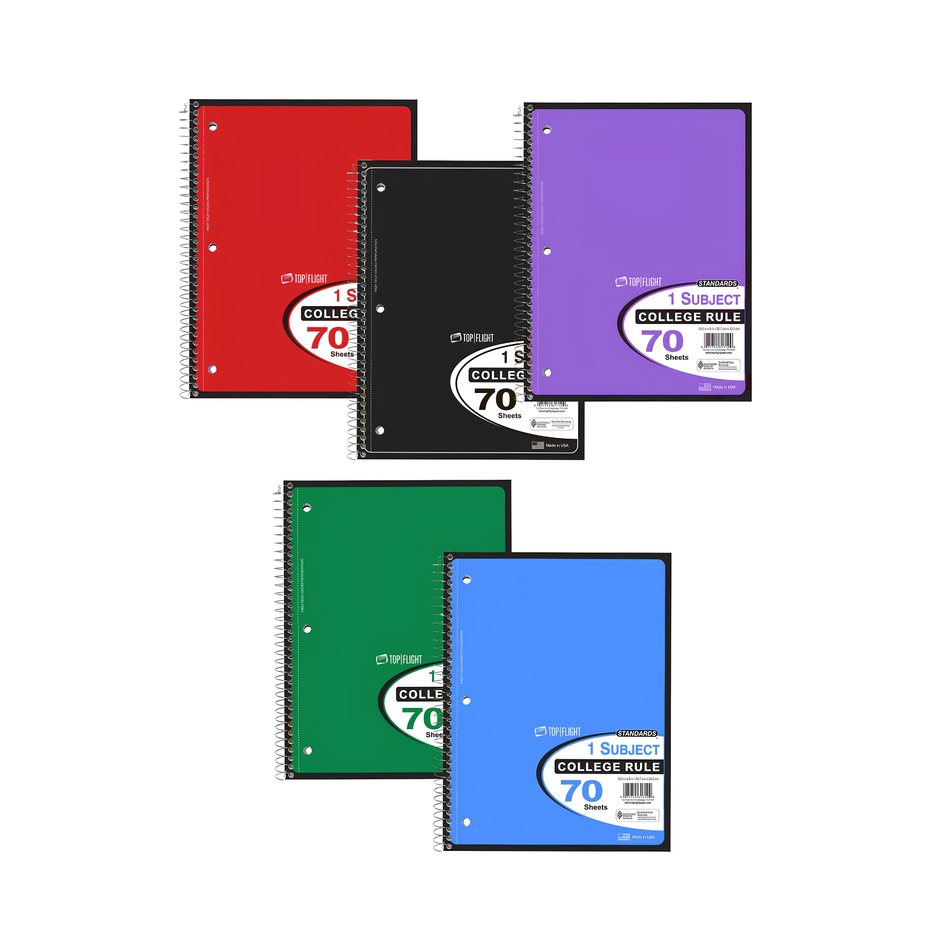 College-Ruled 1-Subject Notebook - Colors May Vary- 70 Sheets