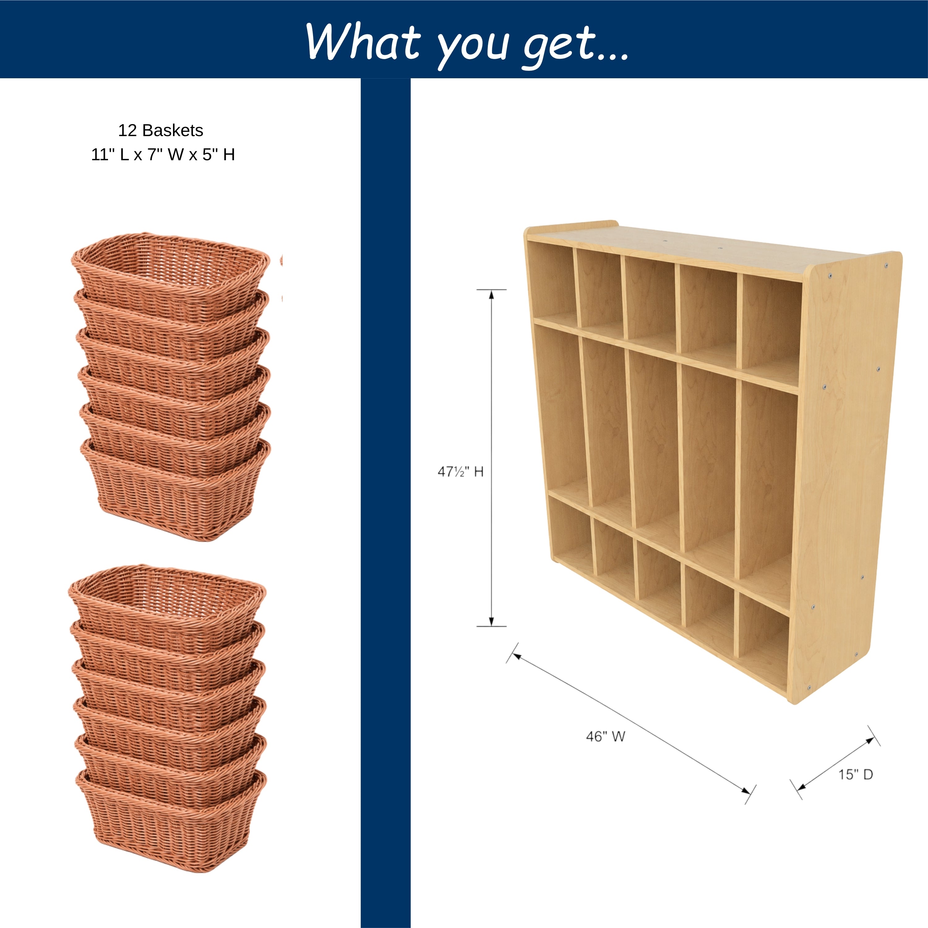 5-Section Preschool Locker & Basket Organization Center