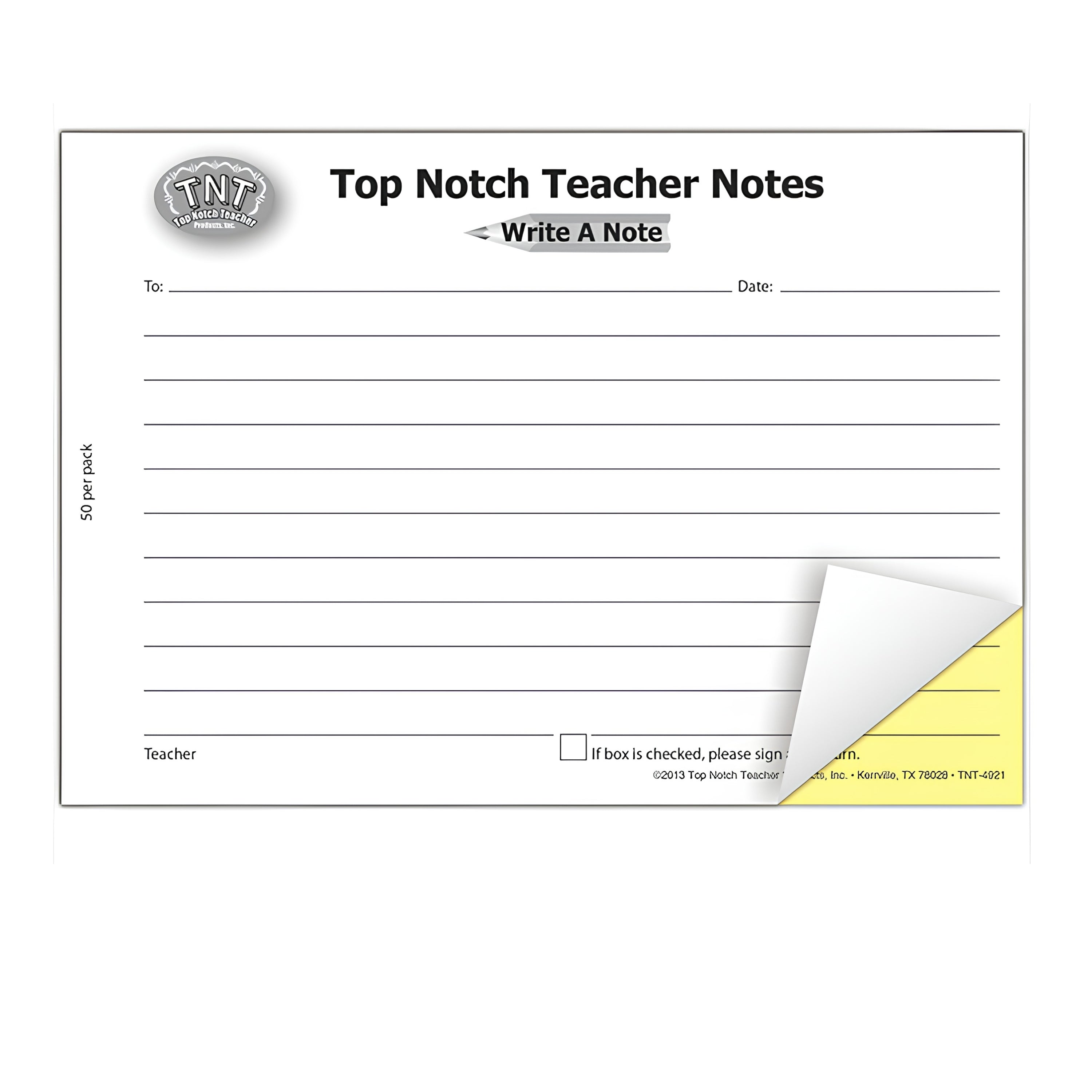 Top Notch Teacher Notes, Carbonless 2-Part, Pack of 50