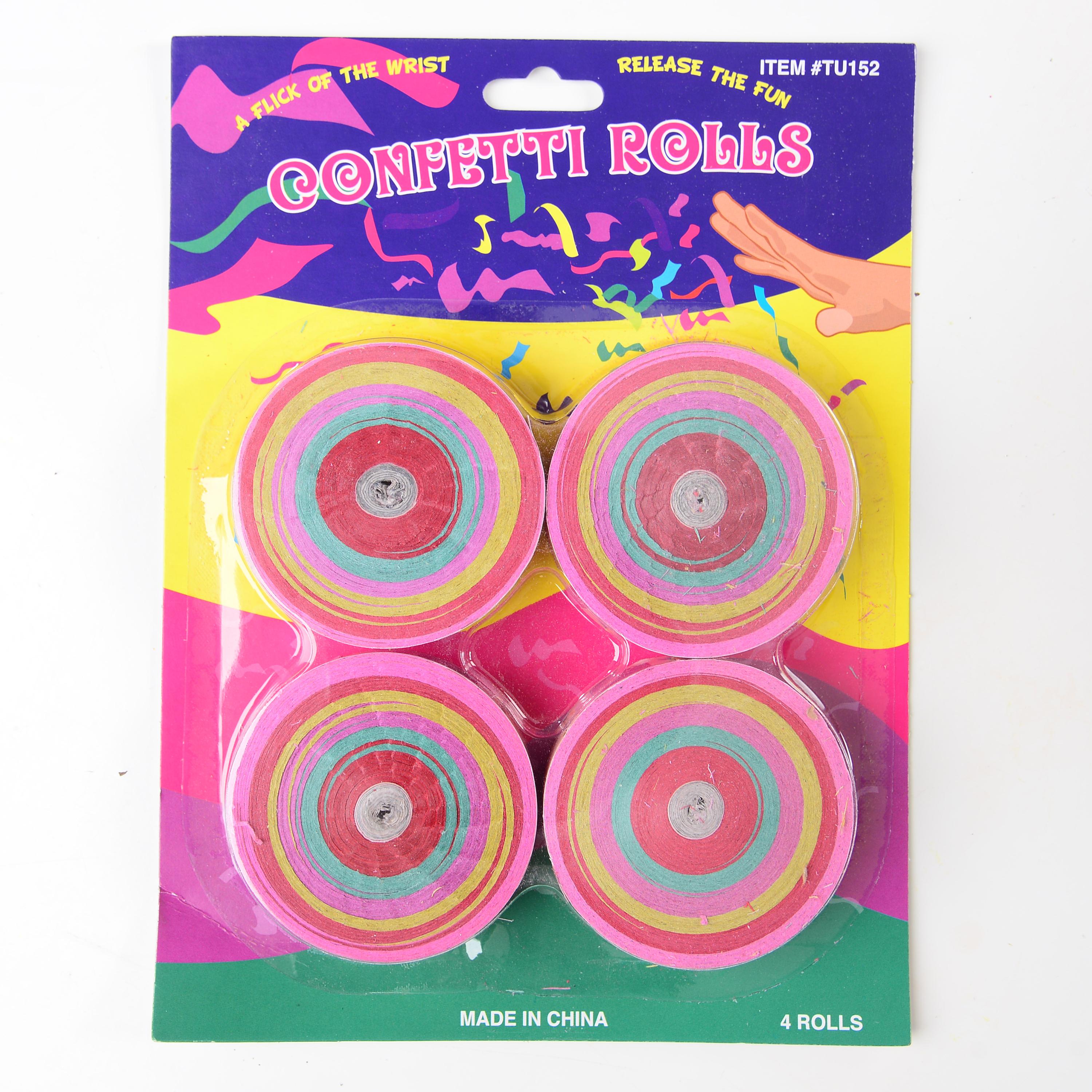 Confetti Paper Rolls – 59 ft, Assorted Colors, 4-Pack