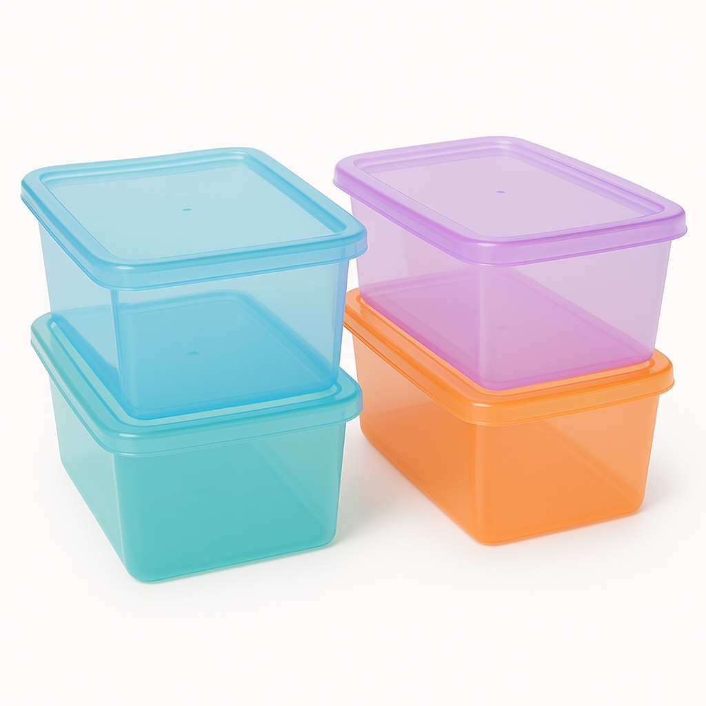 Translucent Storage Bins with Lids Bundle | Set of 4 Colorful Totes for Classroo