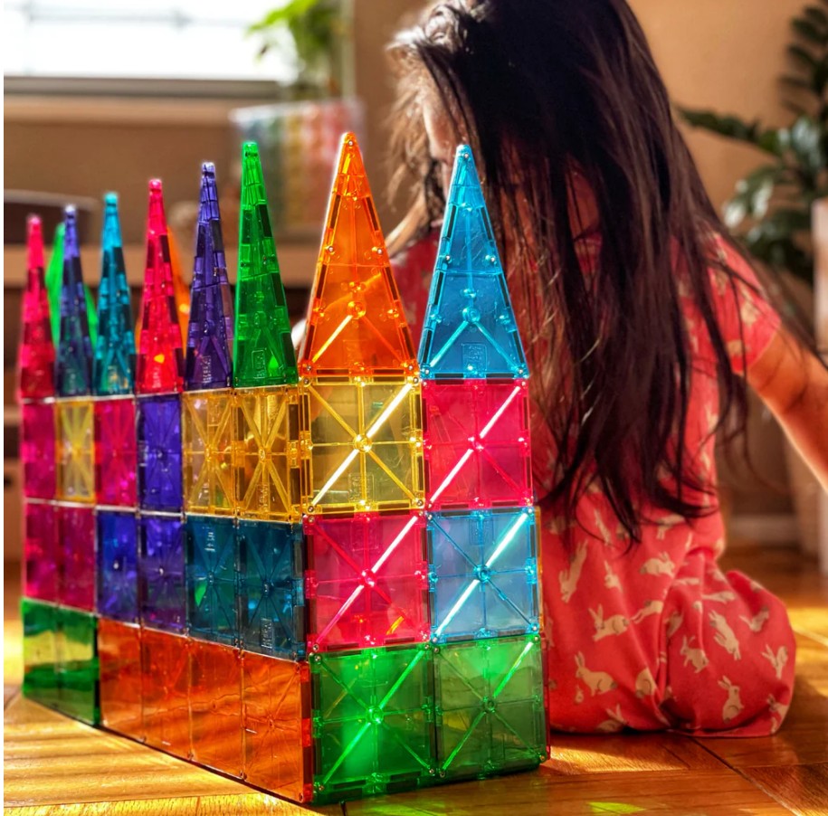 Clear Colors Magna-Tiles® 100-Piece STEM Building Set | Magnetic, Translucent Tiles for Creative Play