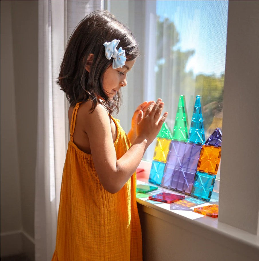 Clear Colors Magna-Tiles® 100-Piece STEM Building Set | Magnetic, Translucent Tiles for Creative Play