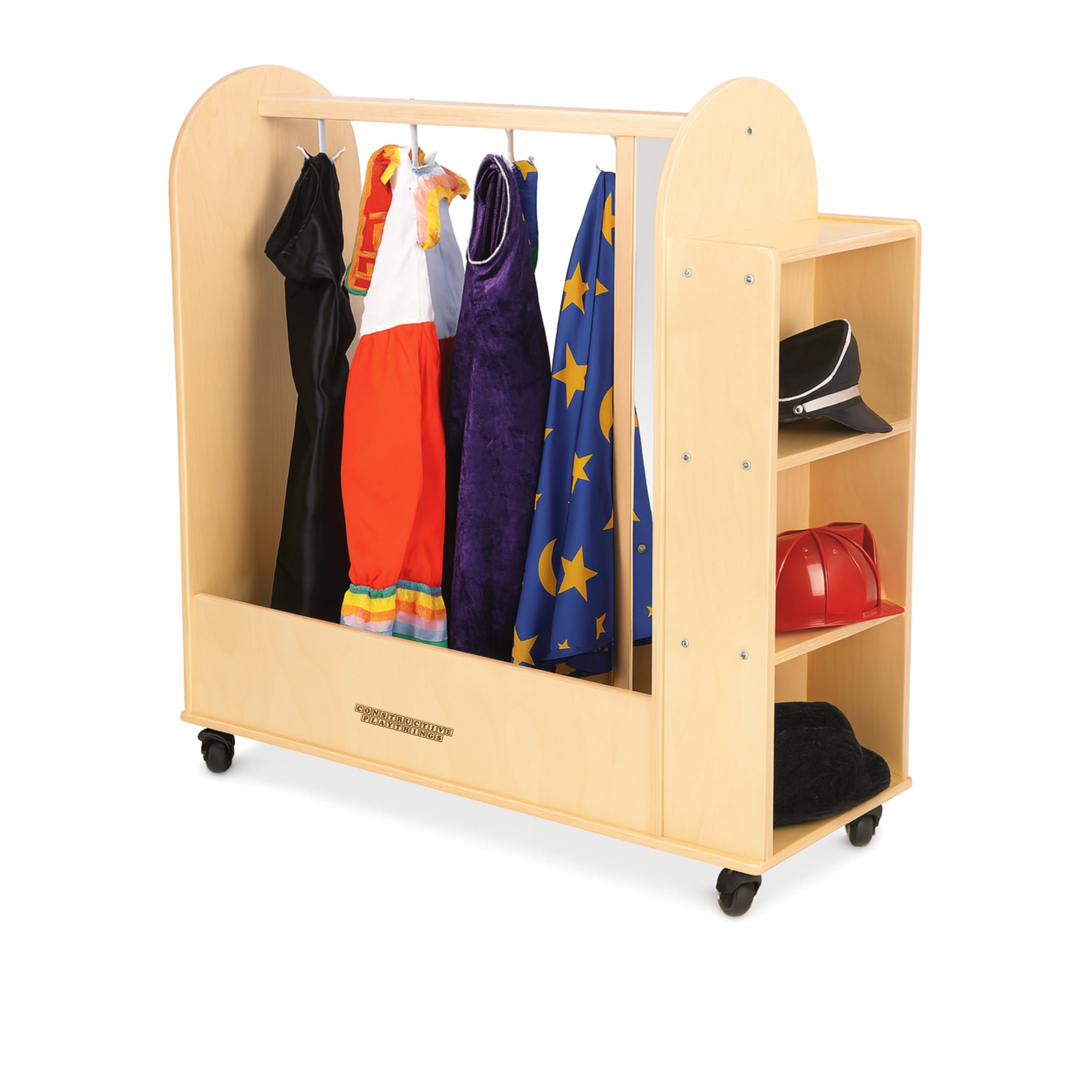 Rolling Dress-Up Storage Cart with Mirror and Hooks | For Kids' Clothes & Accessories