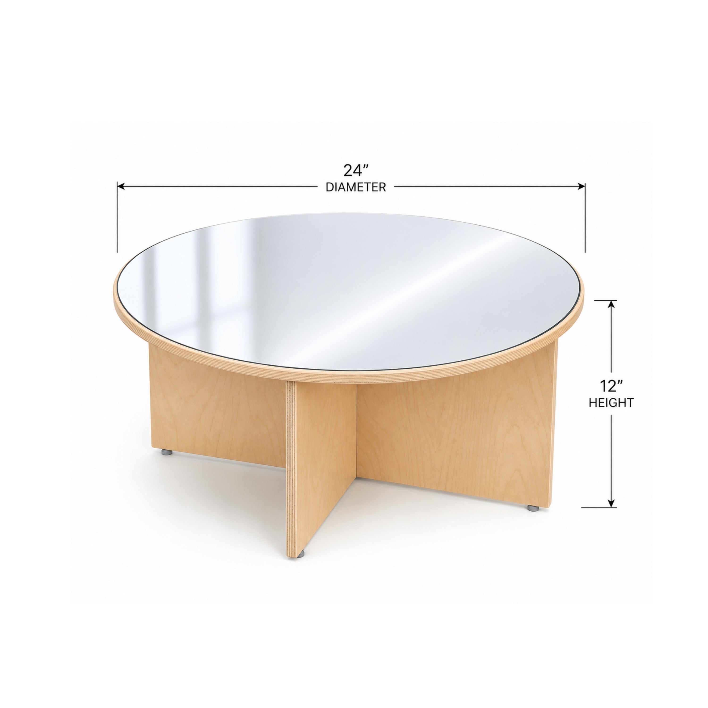 Eco-Friendly Wooden Round Table with Shatterproof Mirror Top