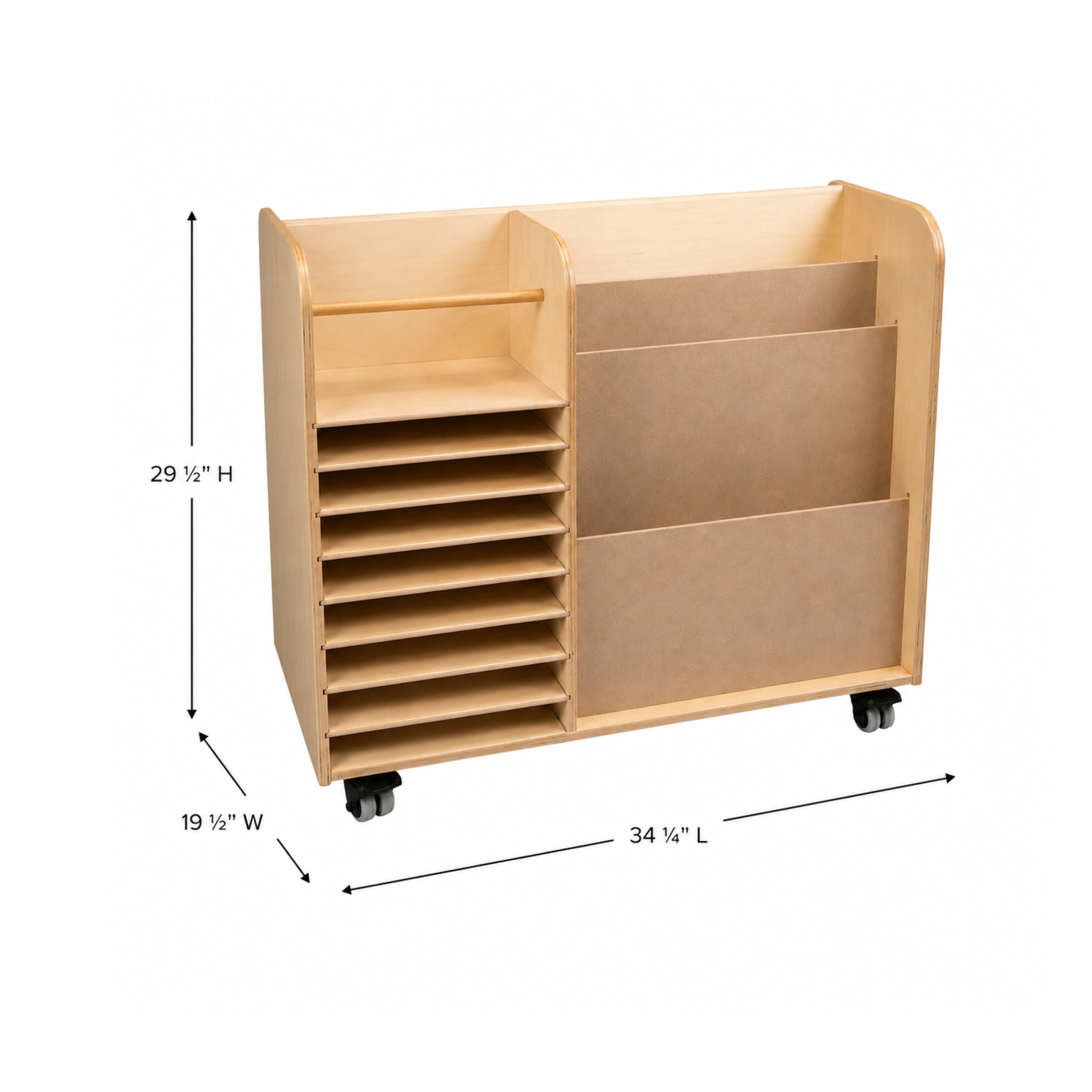 Mobile Art Supplies Cart with Storage & Shelves