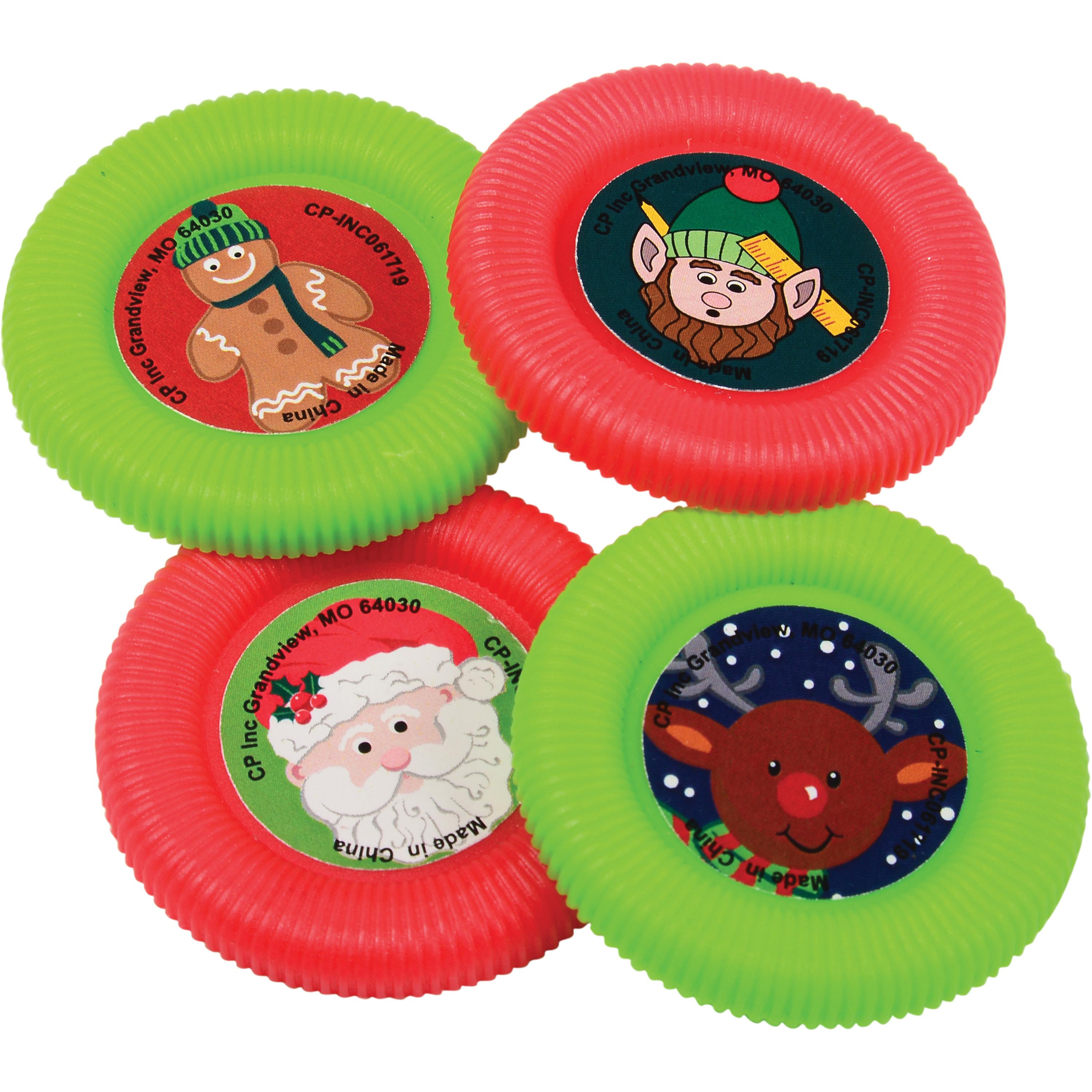 Christmas Disc Launchers – Holiday Flying Discs, 8-Pack Classroom Party Toys