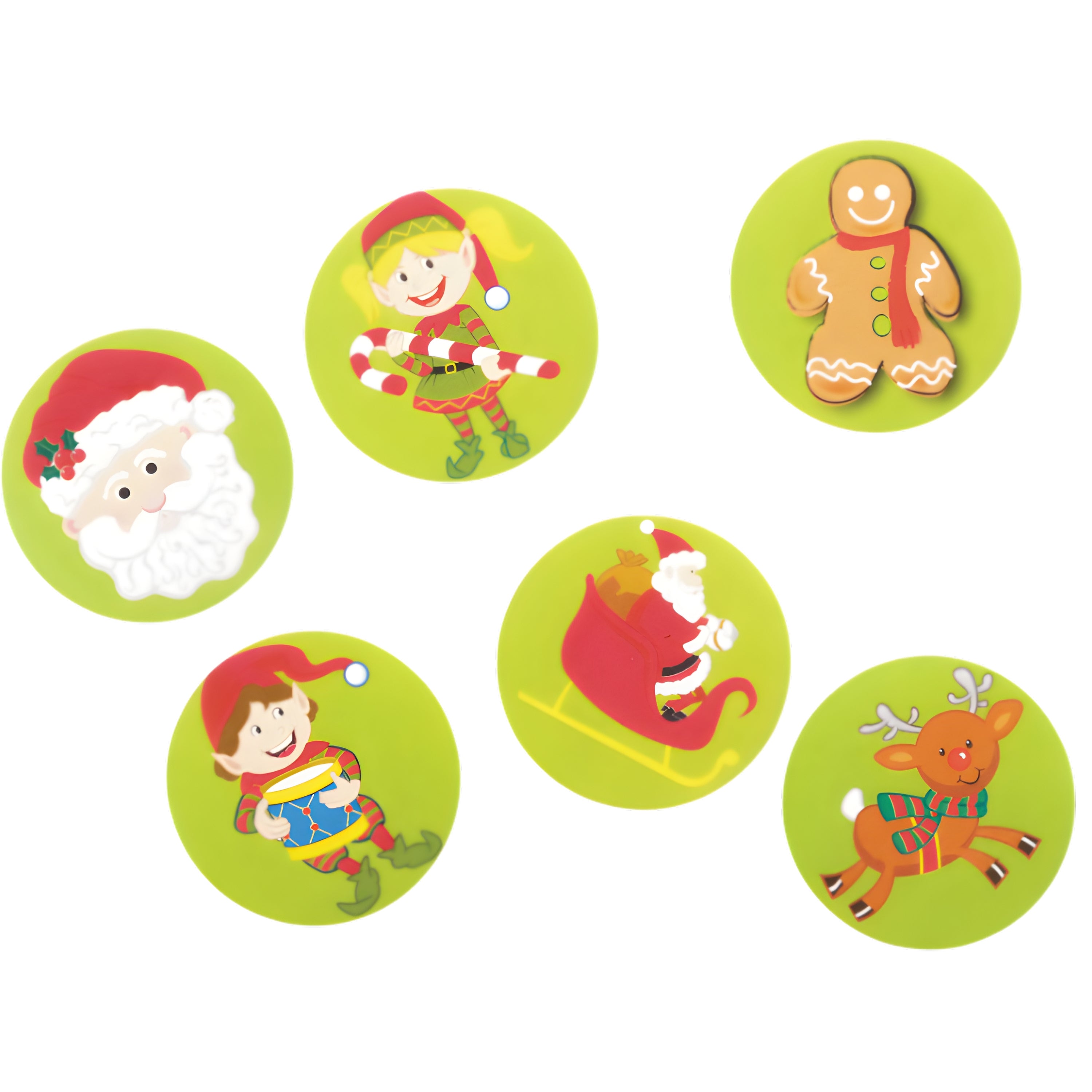 Christmas Character Sticker Roll – Santa, Reindeer, Elf & Gingerbread Seals for Kids
