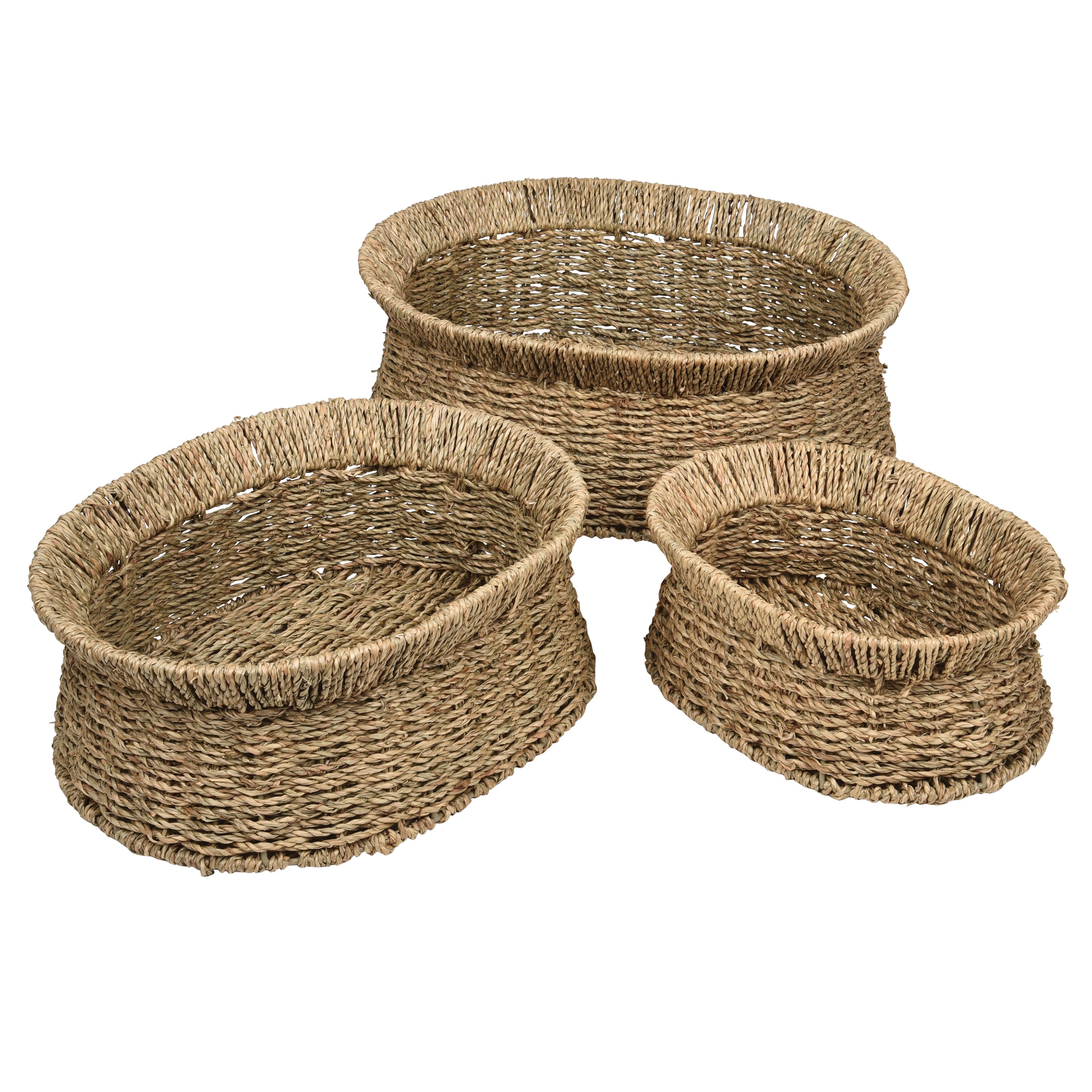 Seagrass Oval Storage Baskets, Set of 3