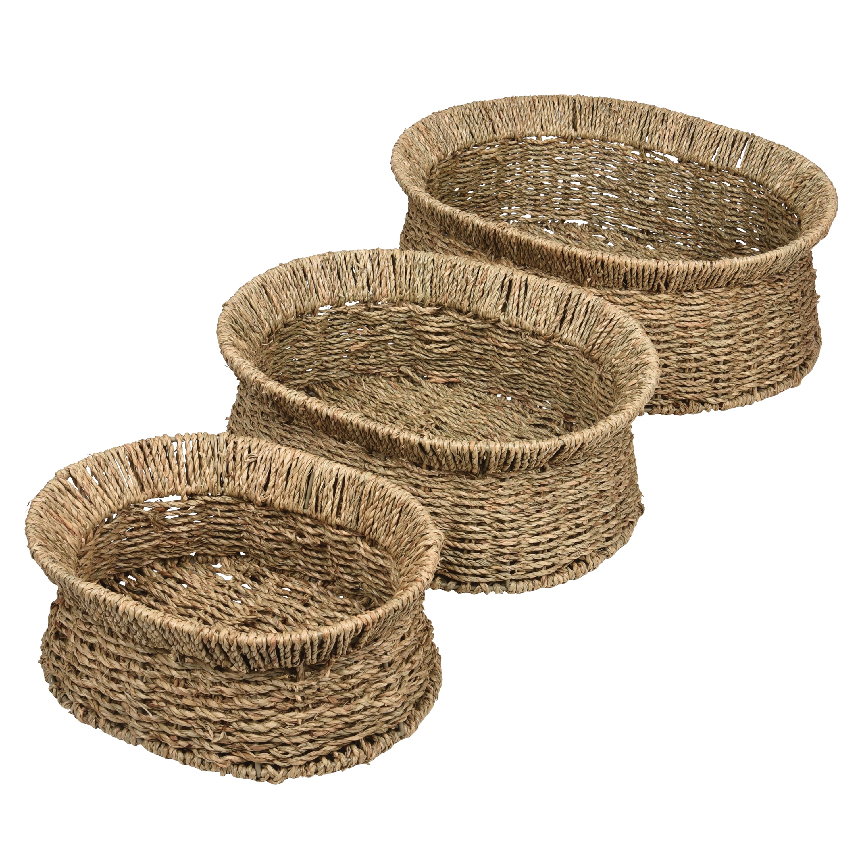 Seagrass Oval Storage Baskets, Set of 3